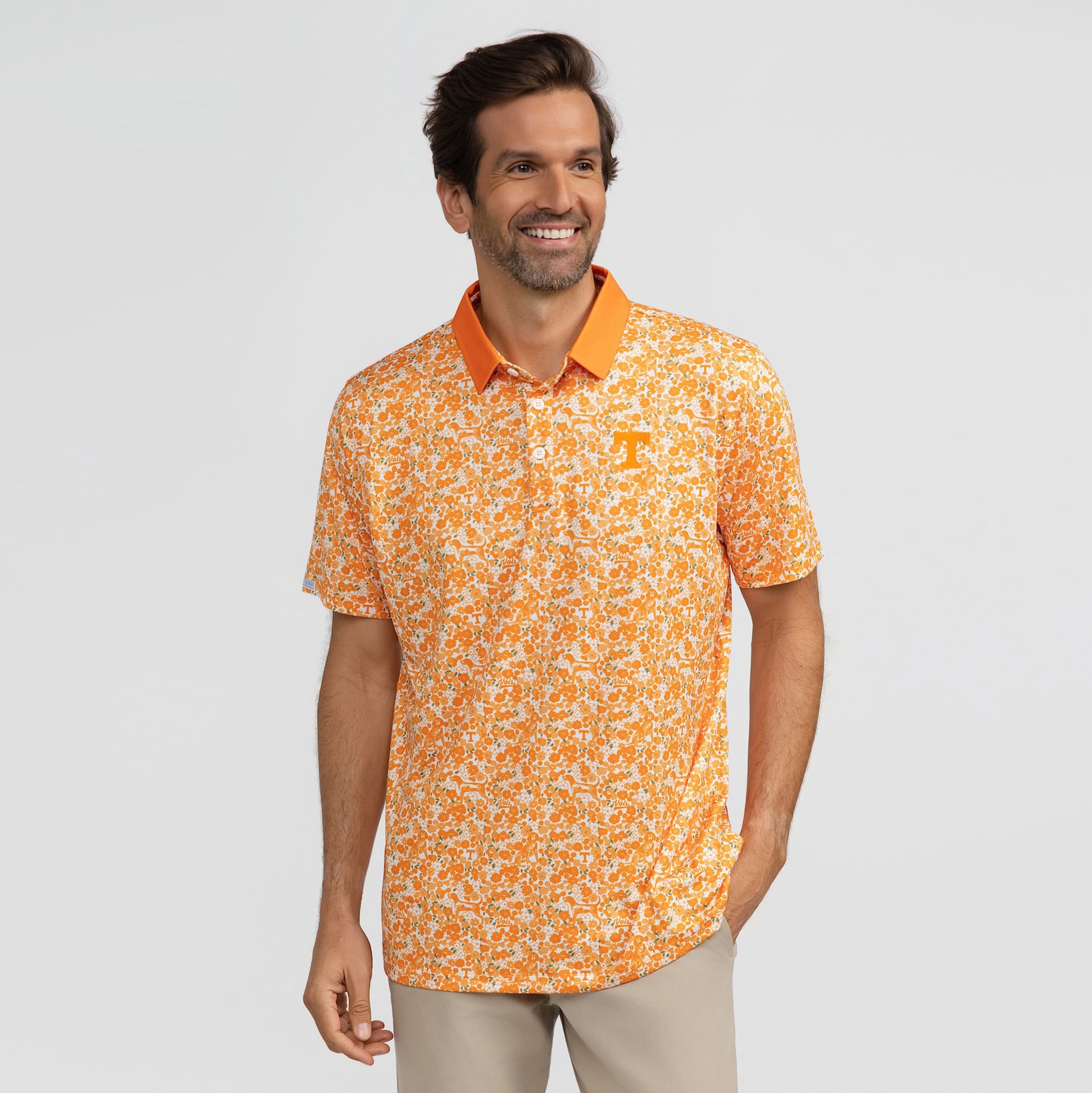 Polo homme Smith & Quinn Tennessee Orange Volunteers Poppies Teddy
