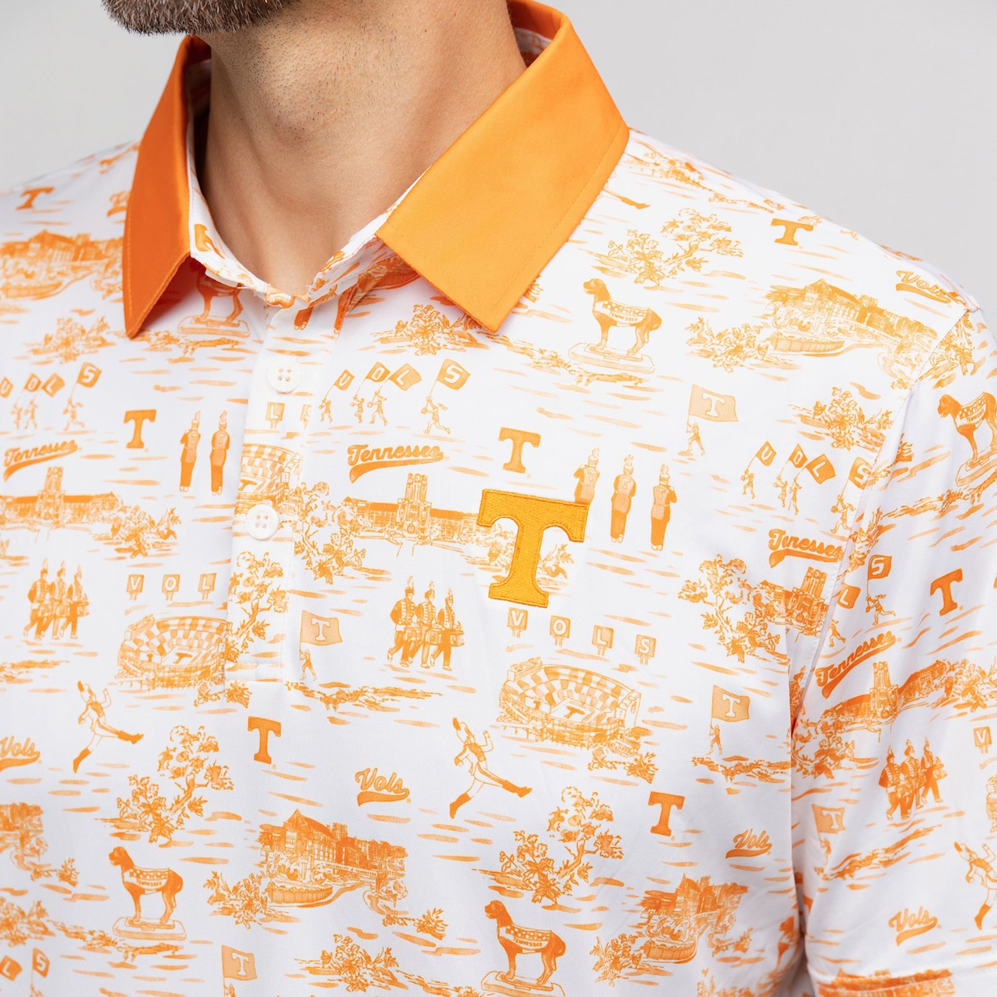 Men's Smith & Quinn White Tennessee Volunteers Toile Teddy Polo