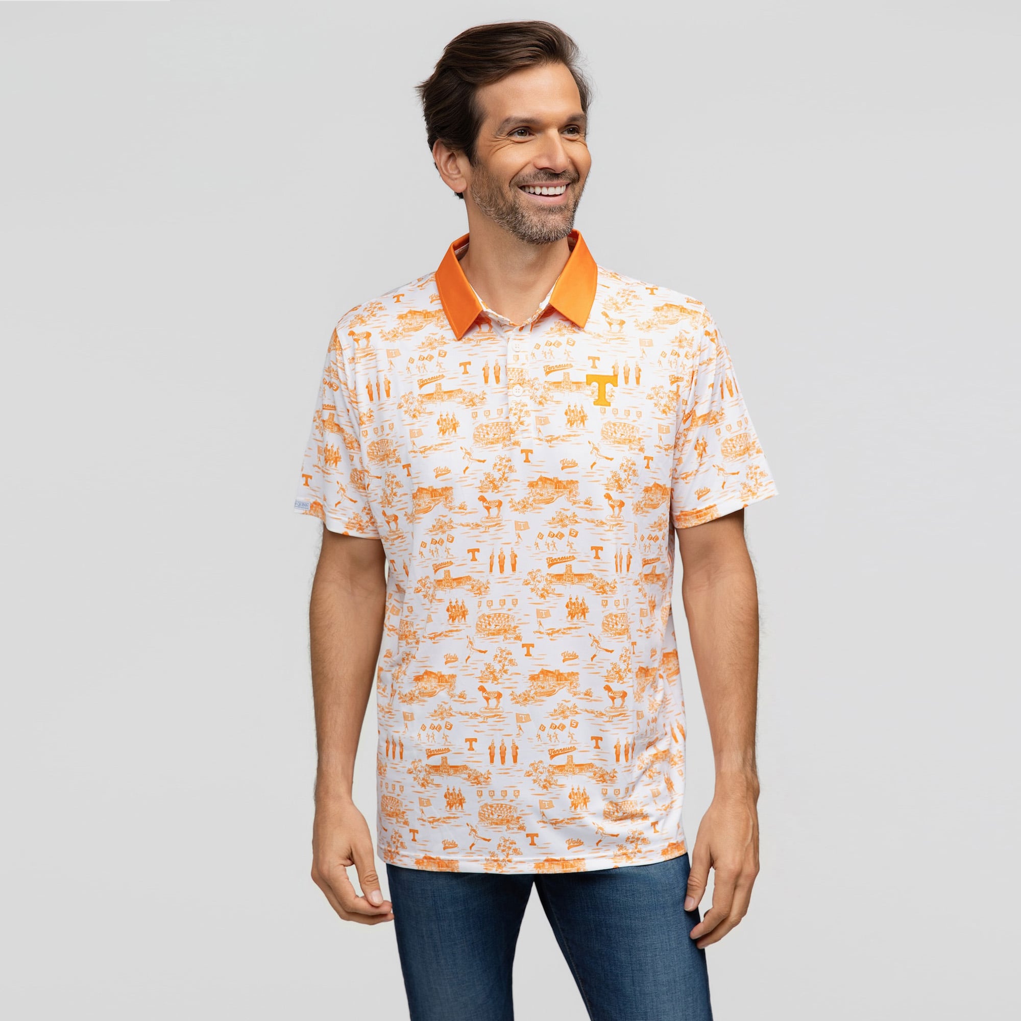 Men's Smith & Quinn White Tennessee Volunteers Toile Teddy Polo