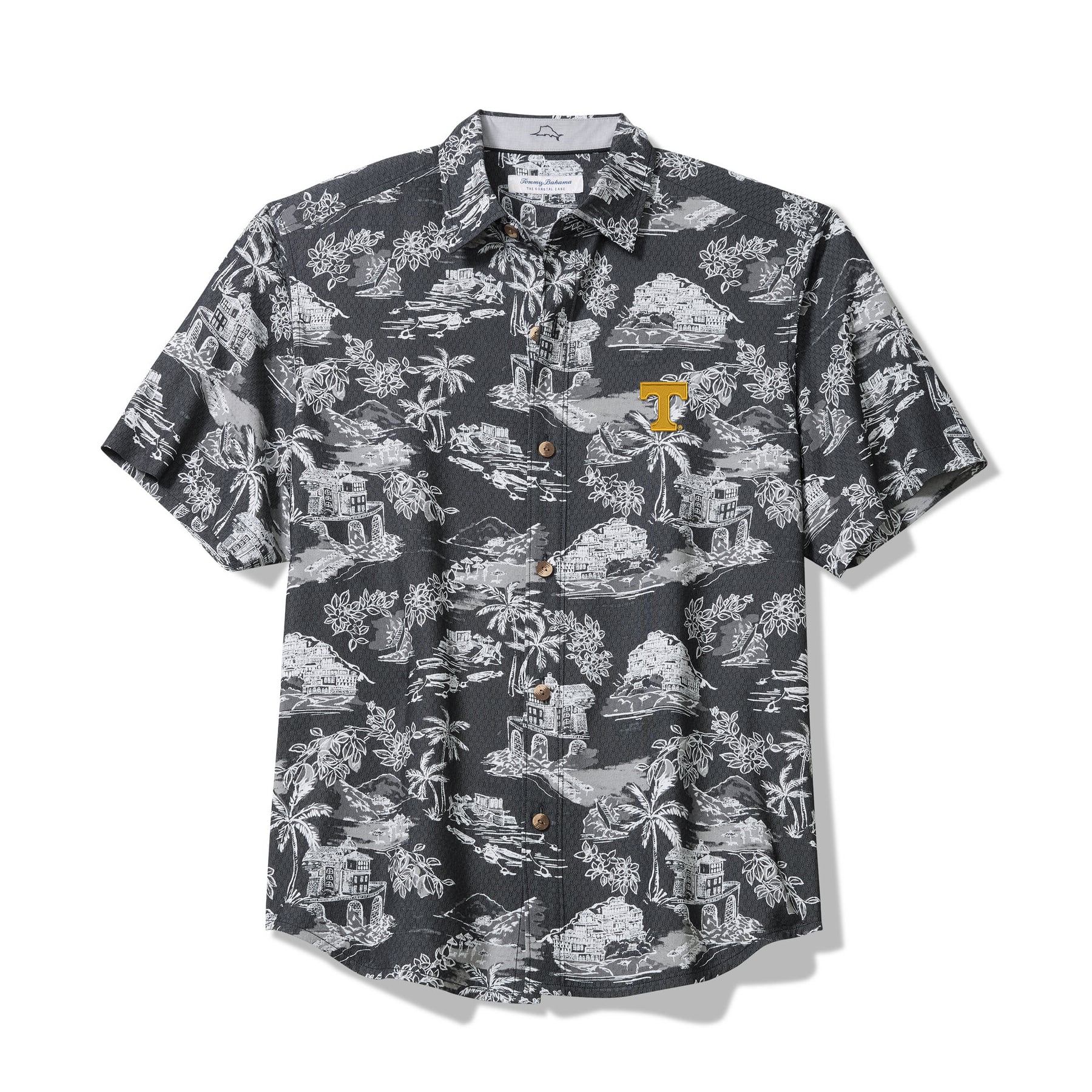 Men's Tommy Bahama Black Tennessee Volunteers Coastal Ease Paradise Isle Camp Button-Up Shirt