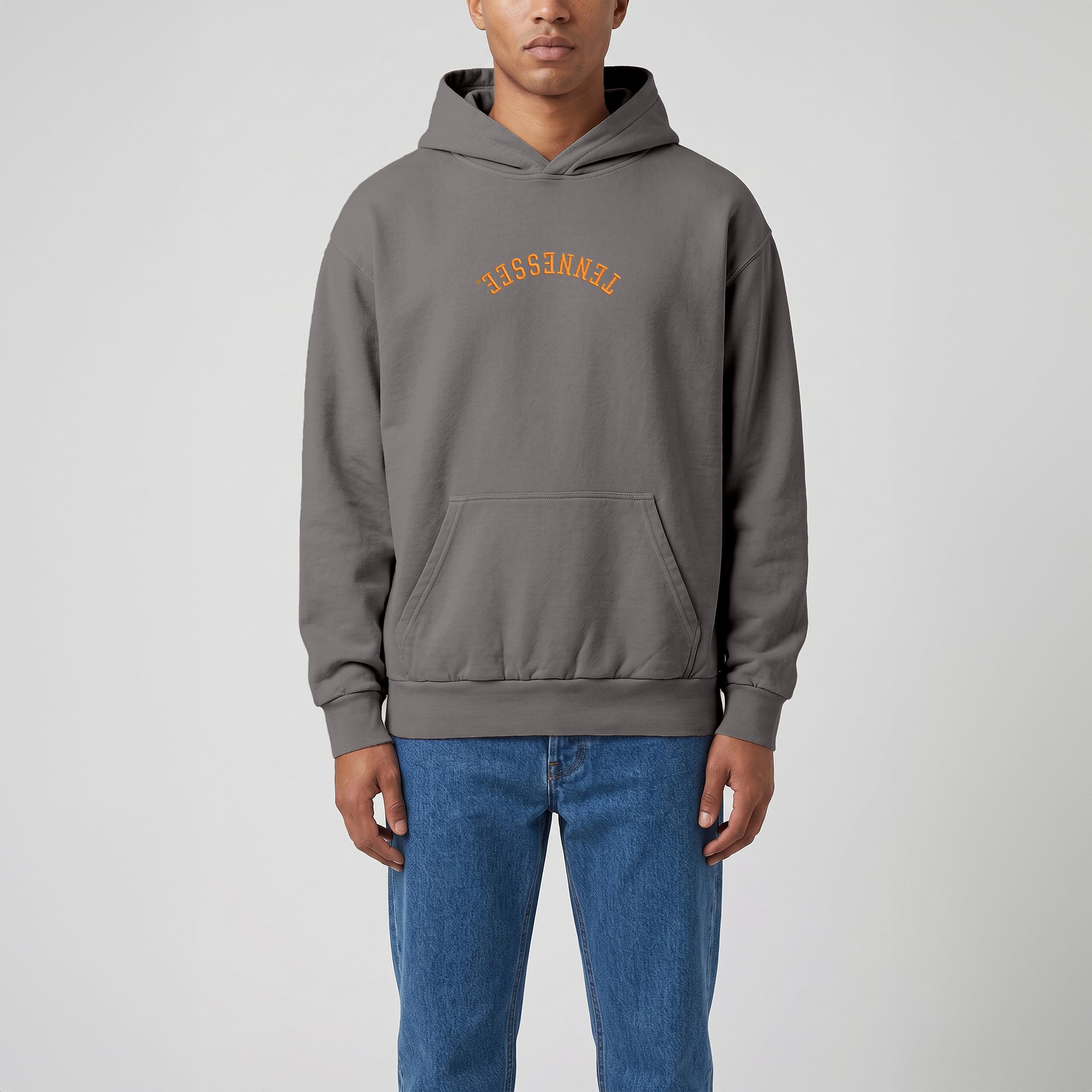 Sweat à capuche épais vintage gris foncé Uscape Apparel pour homme, avec broderie l'envers des Tennessee Volunteers.