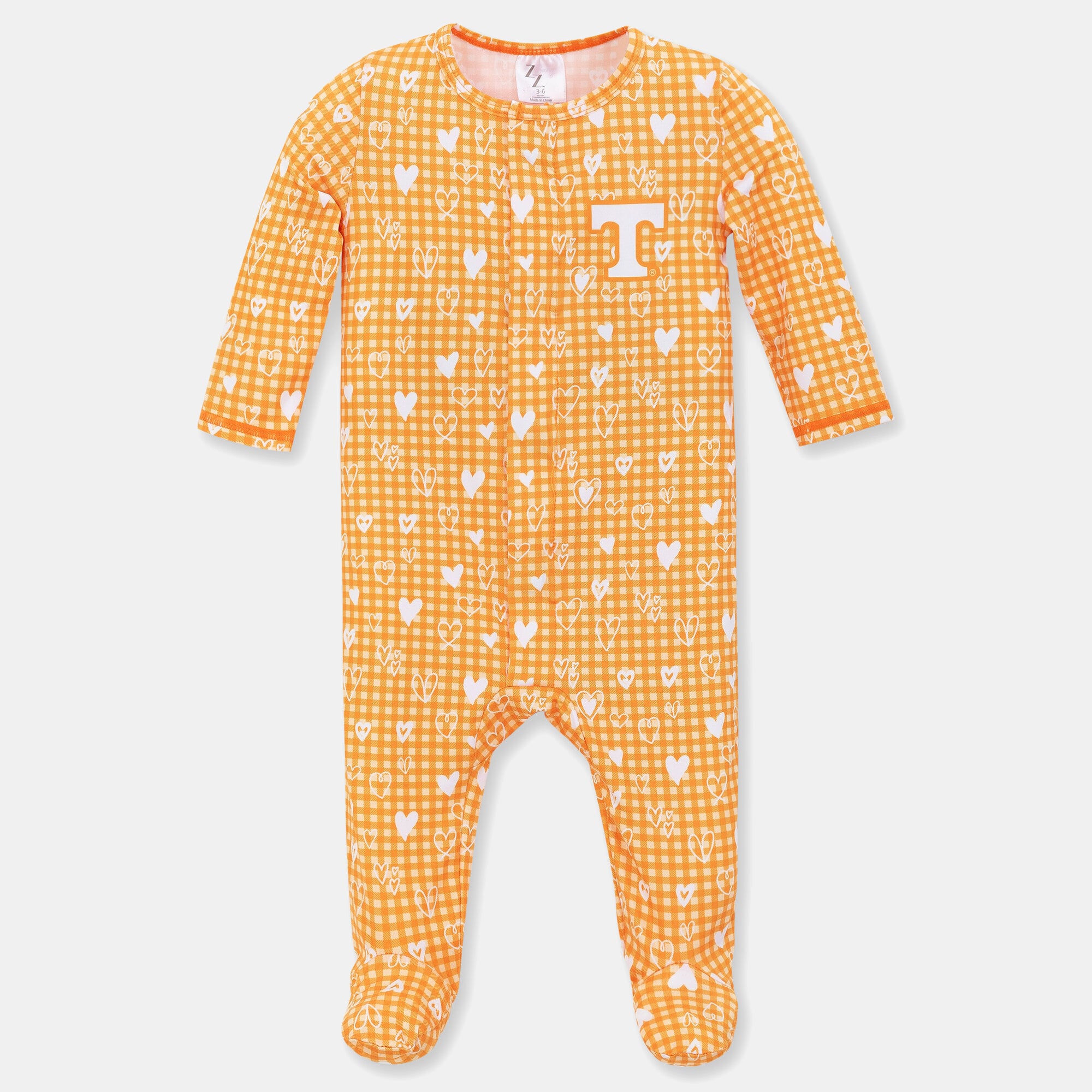 Nouveau-né et nourrisson ZooZatz Tennessee Orange Volunteers Cœurs Pyjama à fermeture magnétique