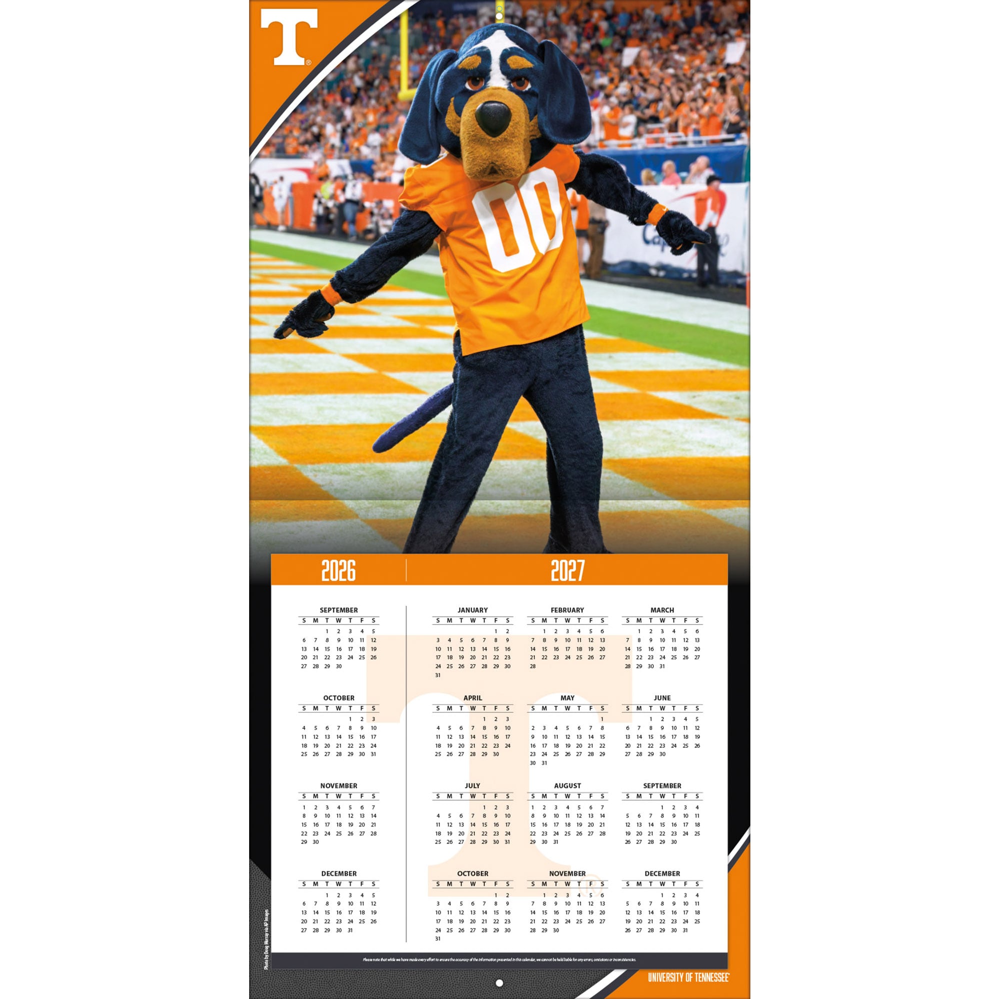 Tennessee Volunteers 2027 12” x 12” Team Wall Calendar