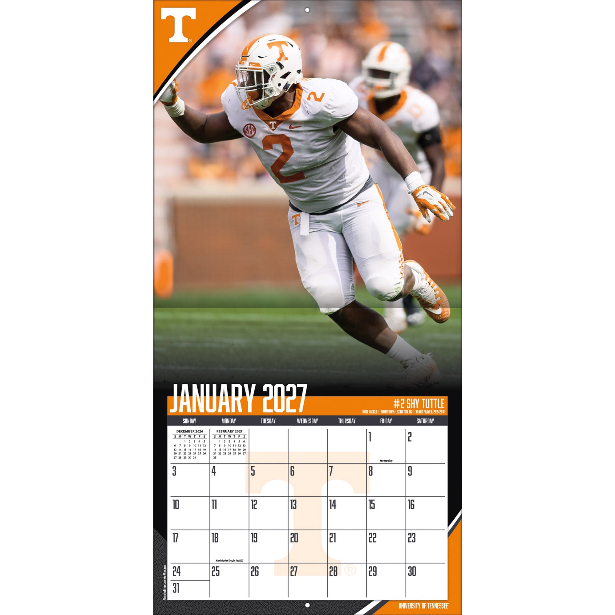 Tennessee Volunteers 2027 12” x 12” Team Wall Calendar