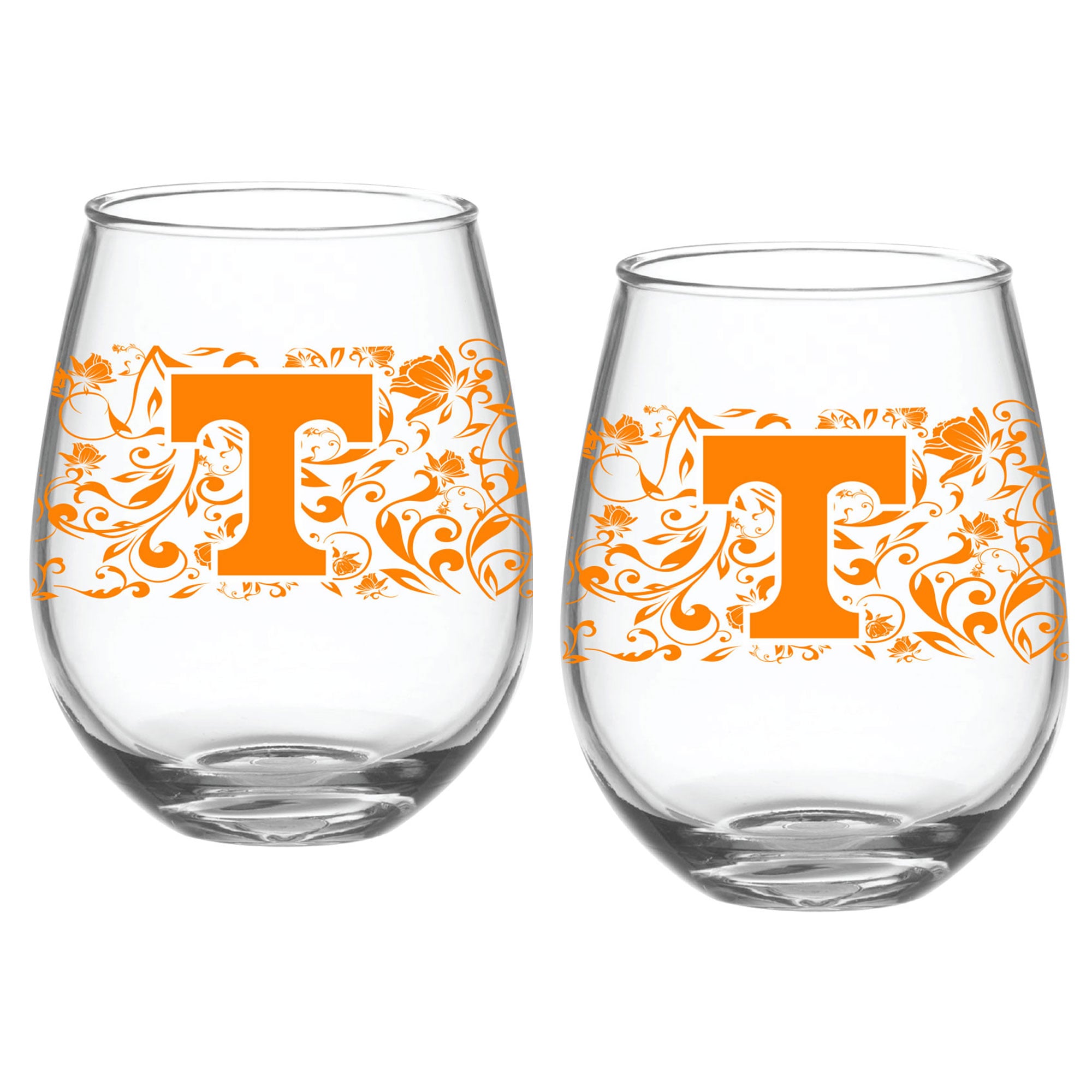 Tennessee Volunteers Two-Pack 15oz. Floral Stemless Glass Set