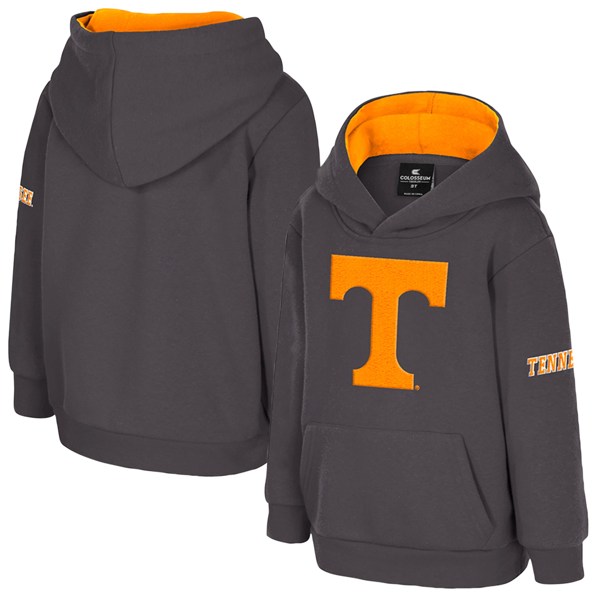 Toddler Colosseum Charcoal Tennessee Volunteers Big Logo Fleece Pullover Hoodie