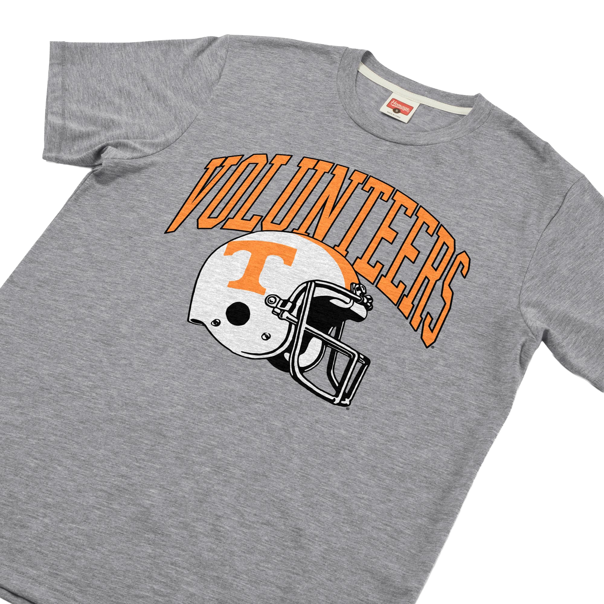 Unisex Homage Gray Tennessee Volunteers Helmet Tri-Blend T-Shirt
