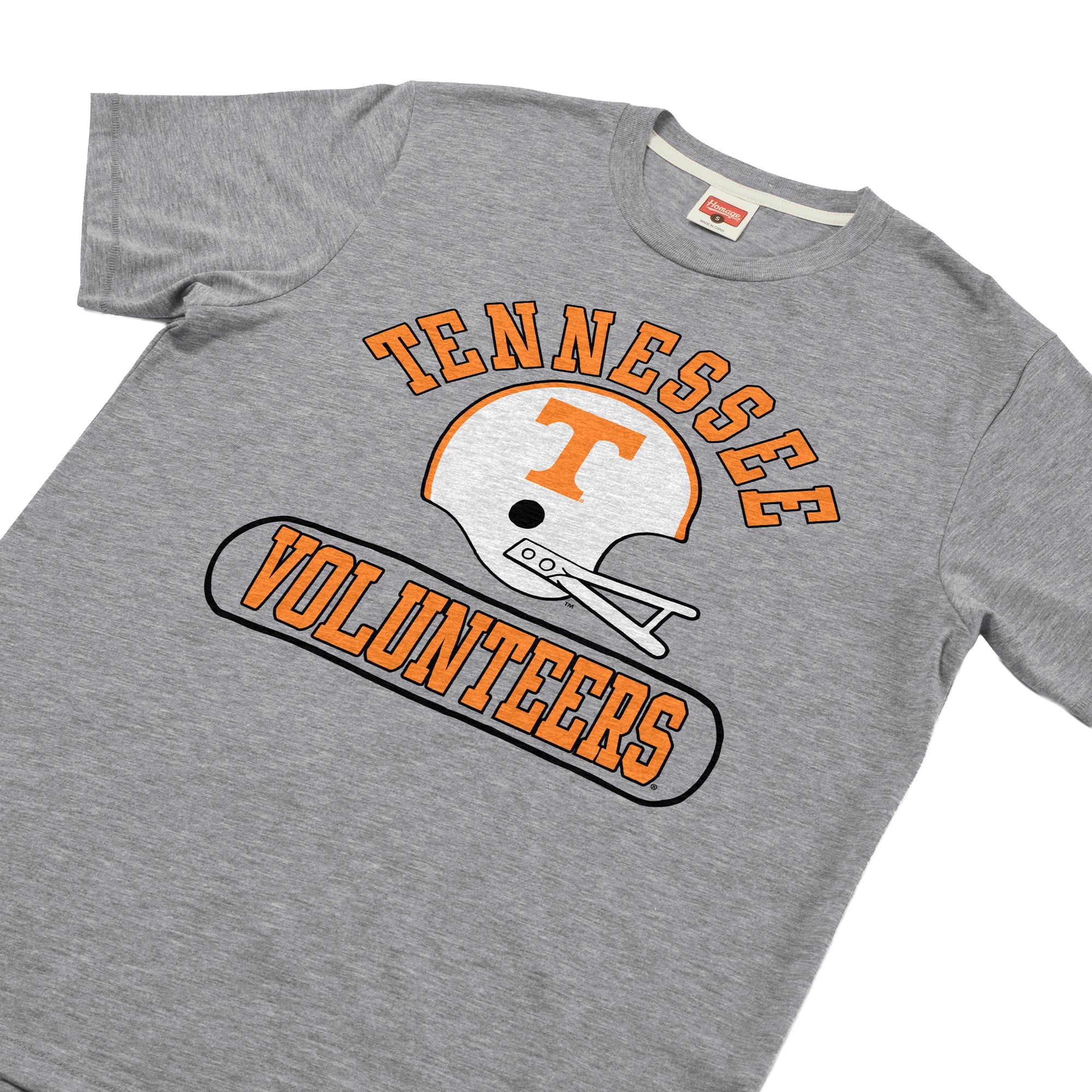 T-shirt unisexe Hommage Gray Tennessee Volunteers Throwback Helmet Tri-Blend