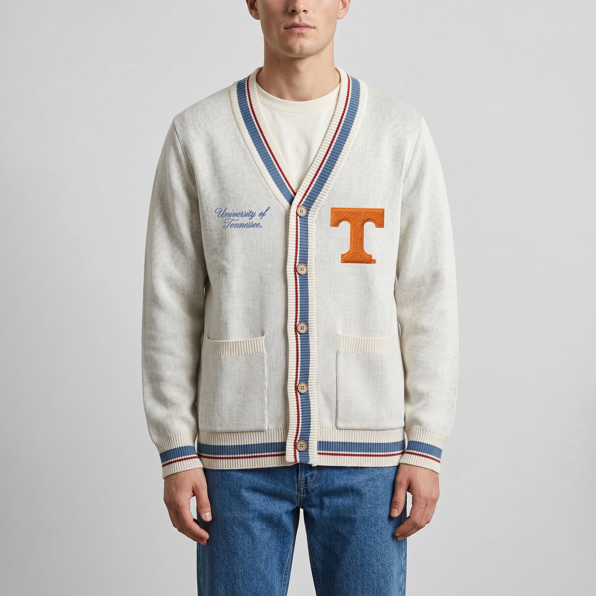 Gilet unisexe Uscape Apparel Natural Tennessee Volunteers Americana rayé à boutons