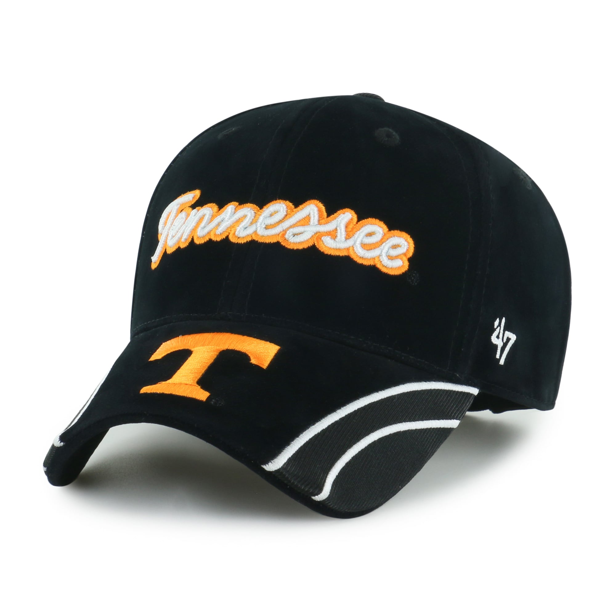 Casquette ajustable pour femme « 47 » en velours denim noir Tennessee Volunteers avec inscription MVP