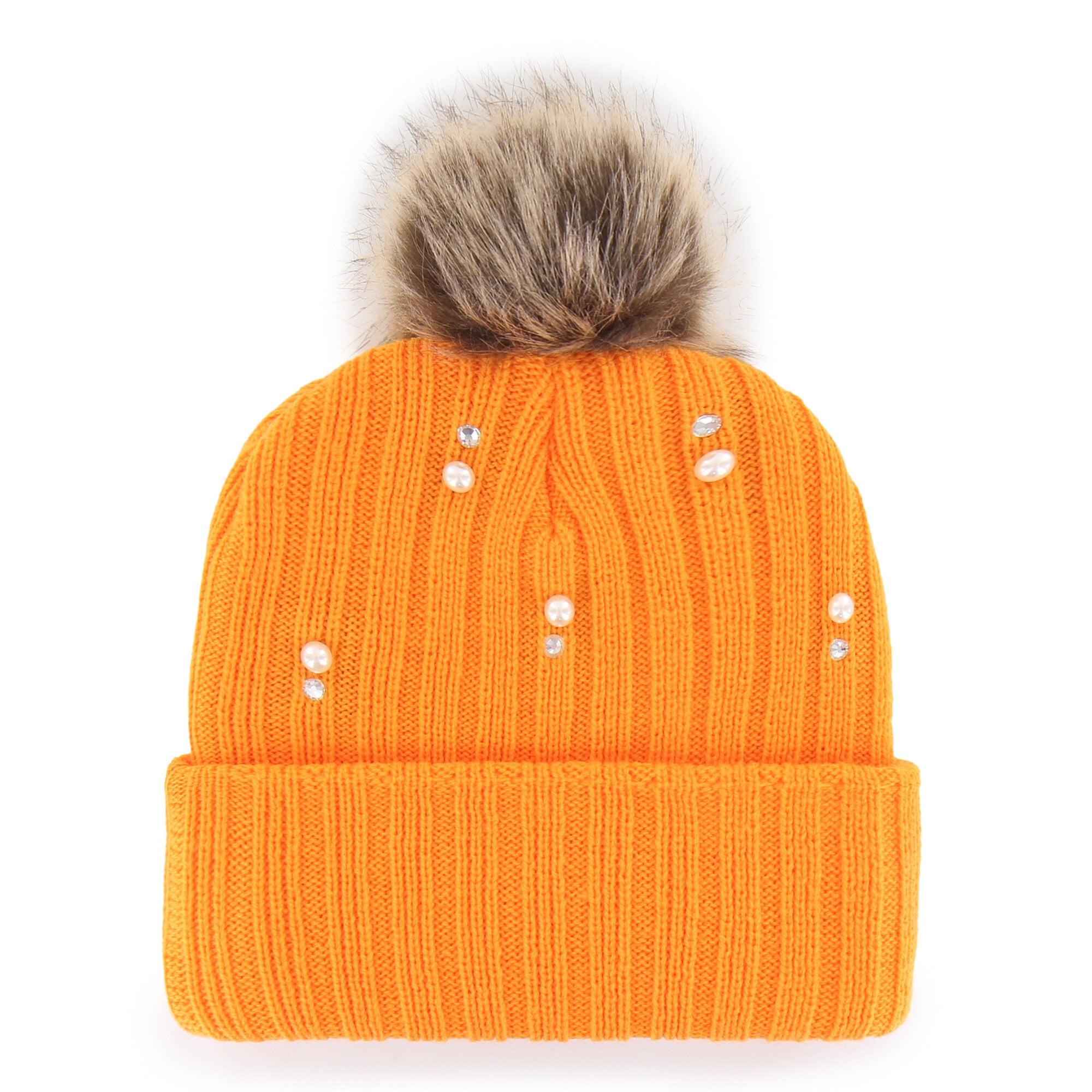 Bonnet en maille de fourrure nacrée « 47 Tennessee Volunteers » pour femme, couleur orange Tennessee, avec pompon