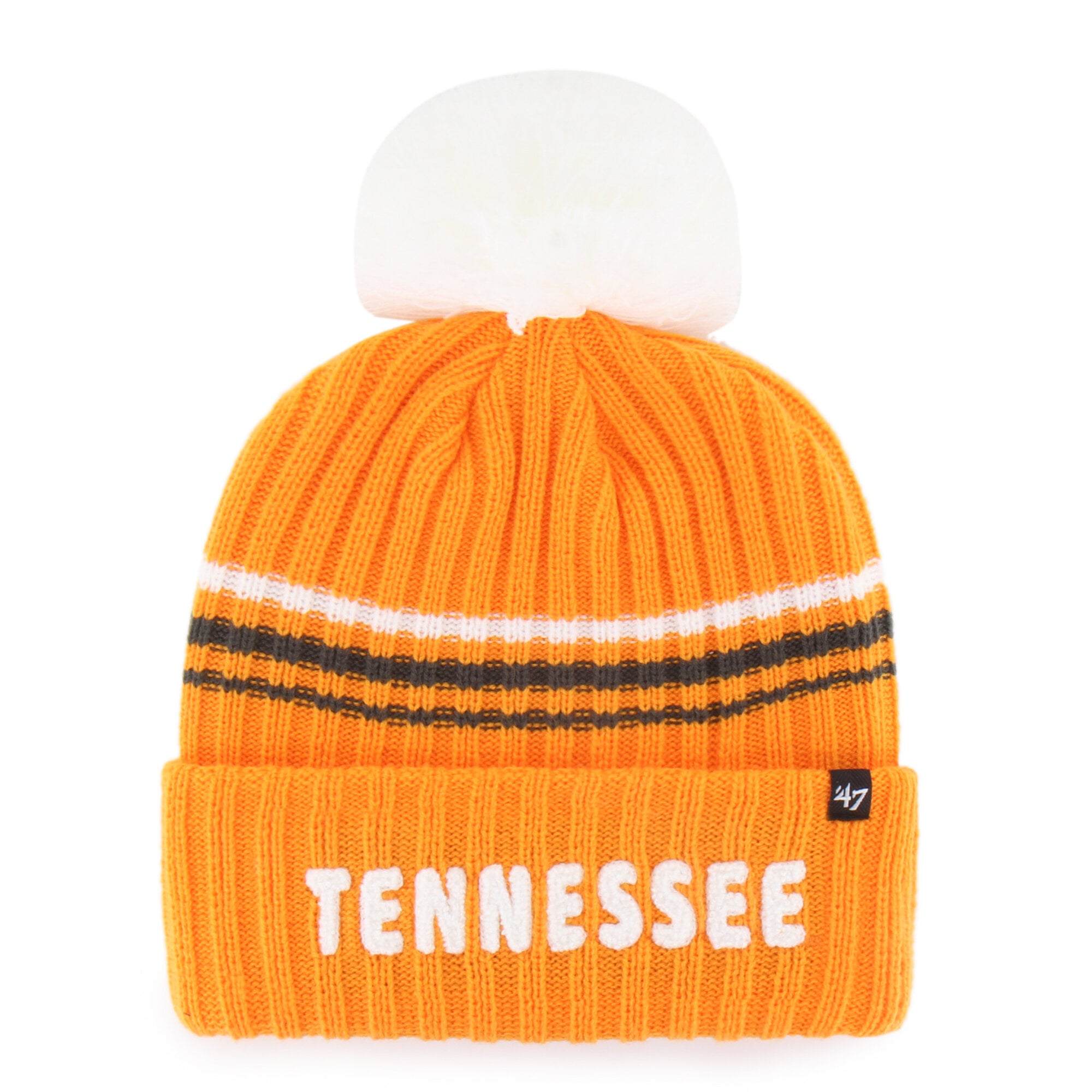 Bonnet tricoté à pompon et inscription duveteuse, modèle 47 Tennessee Volunteers, pour femme