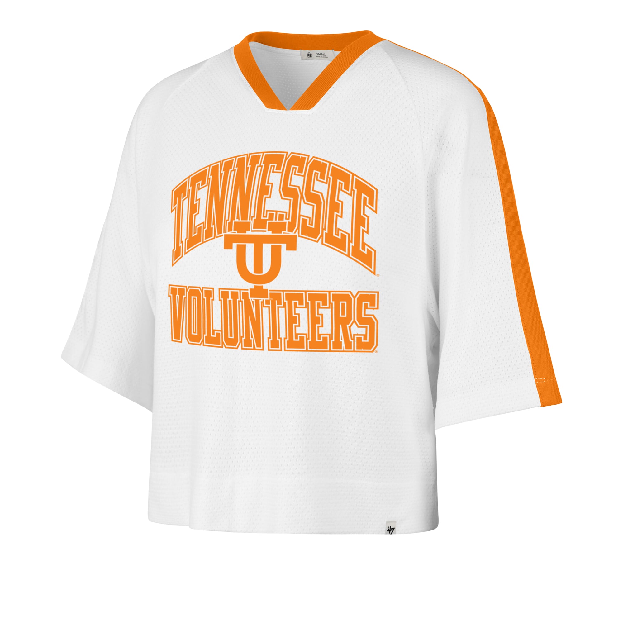 Women's '47 White Tennessee Volunteers Big Overarch Drop Needle Raglan V-Neck T-Shirt