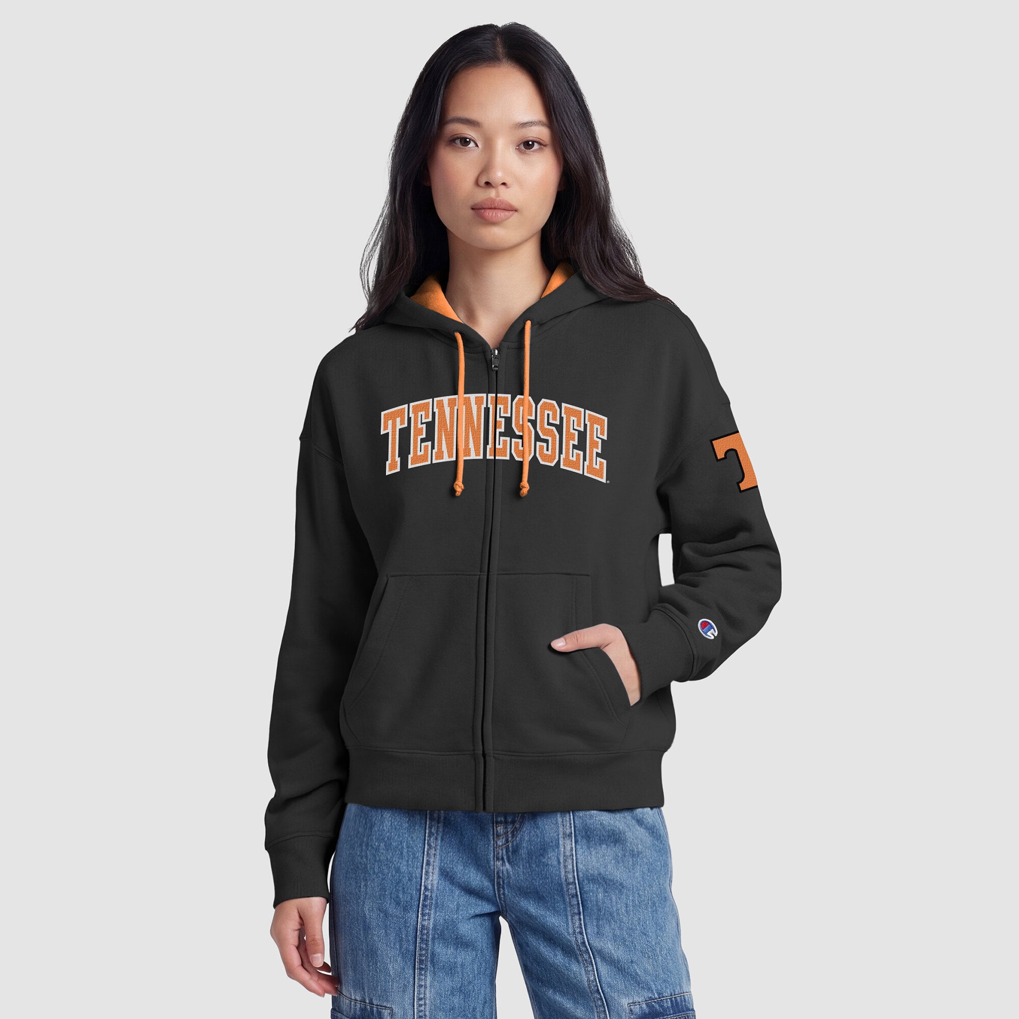 Sweat à capuche zippé en polaire Champion Tennessee Orange Volunteers Arch pour femmes