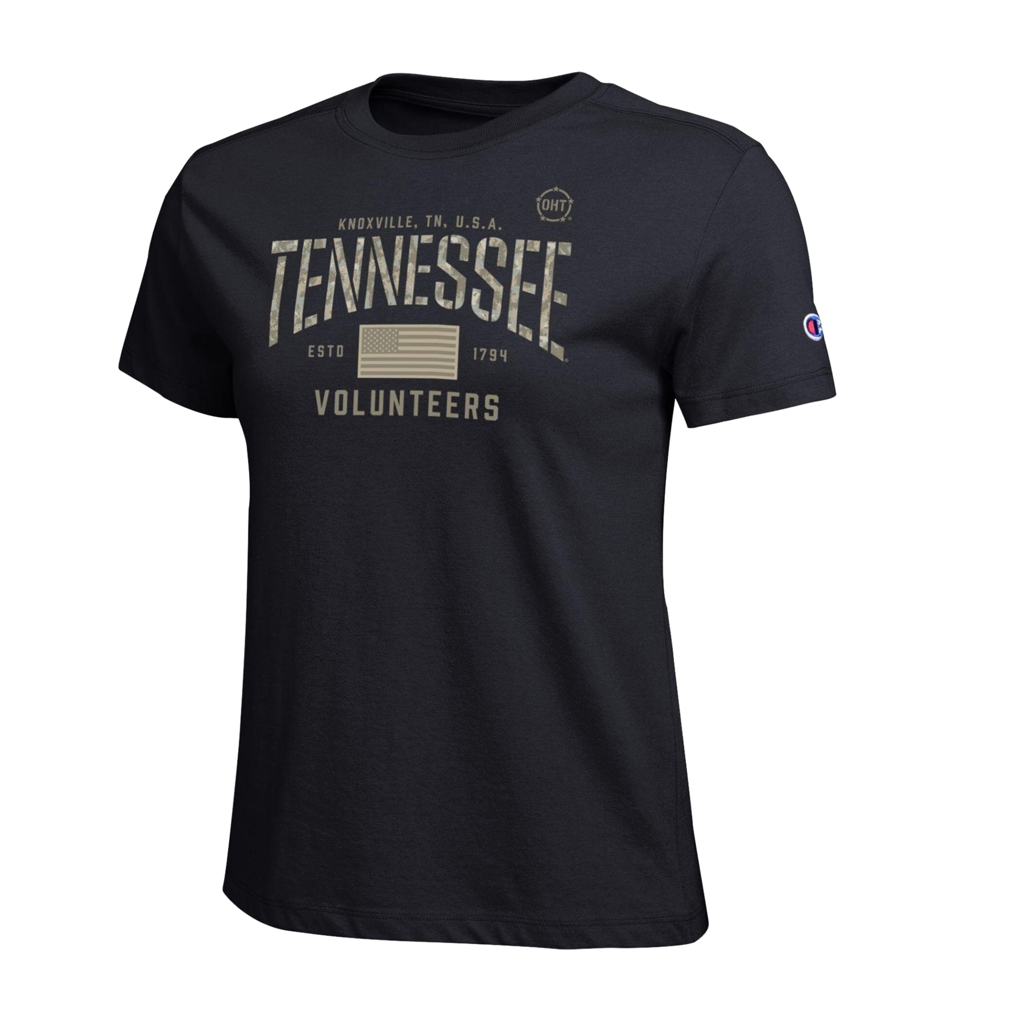 T-shirt Women's Champion Black Tennessee Volunteers Operation Hat Trick Core
