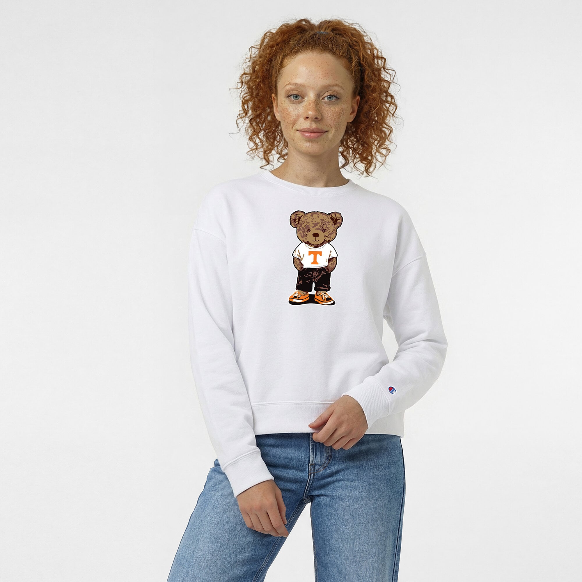 Women's Champion  White Tennessee Volunteers Teddy Bear Fleece Sweatshirt