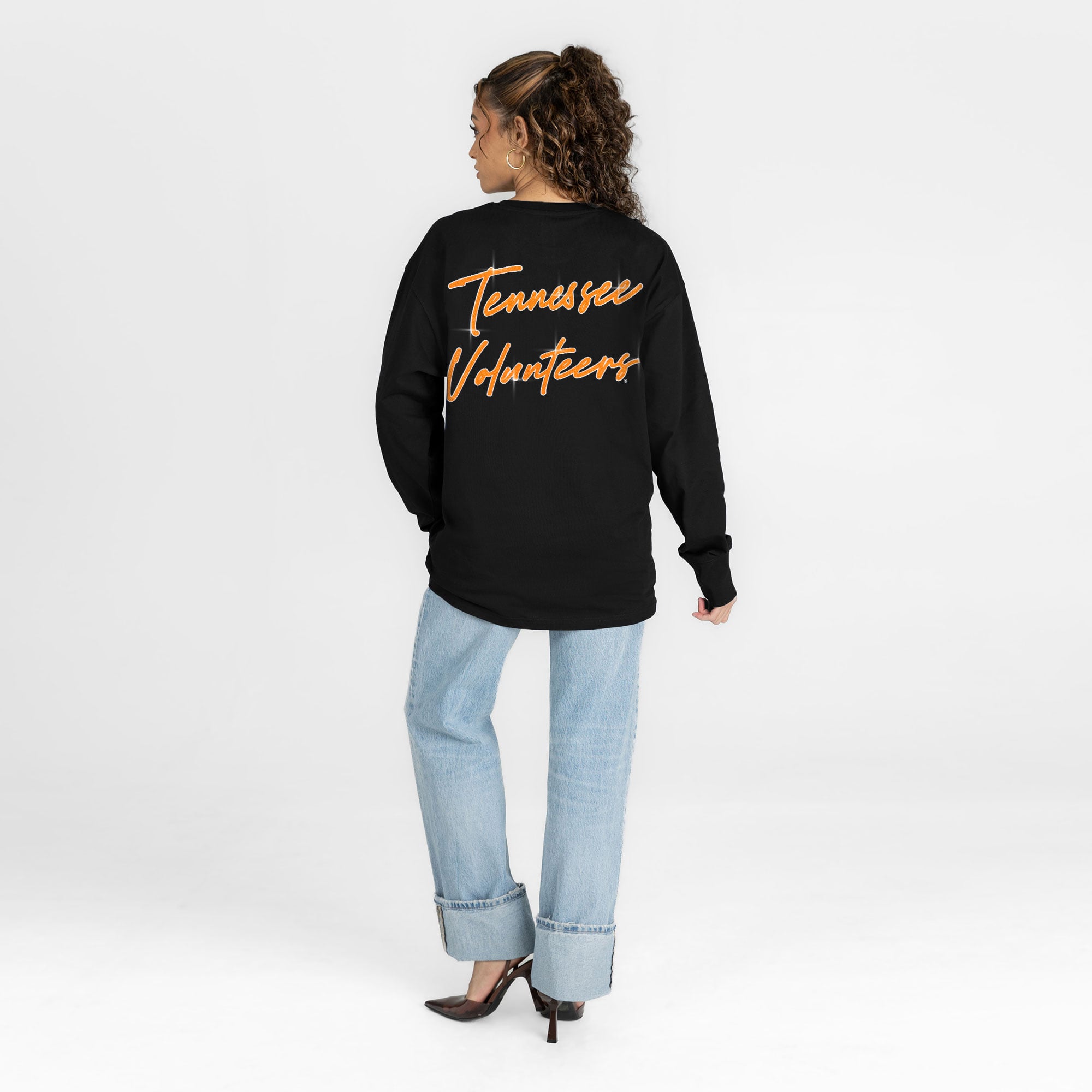 T-shirt à manches longues noir strass « Light It Up » des Tennessee Volunteers, collection Gameday Couture pour femmes