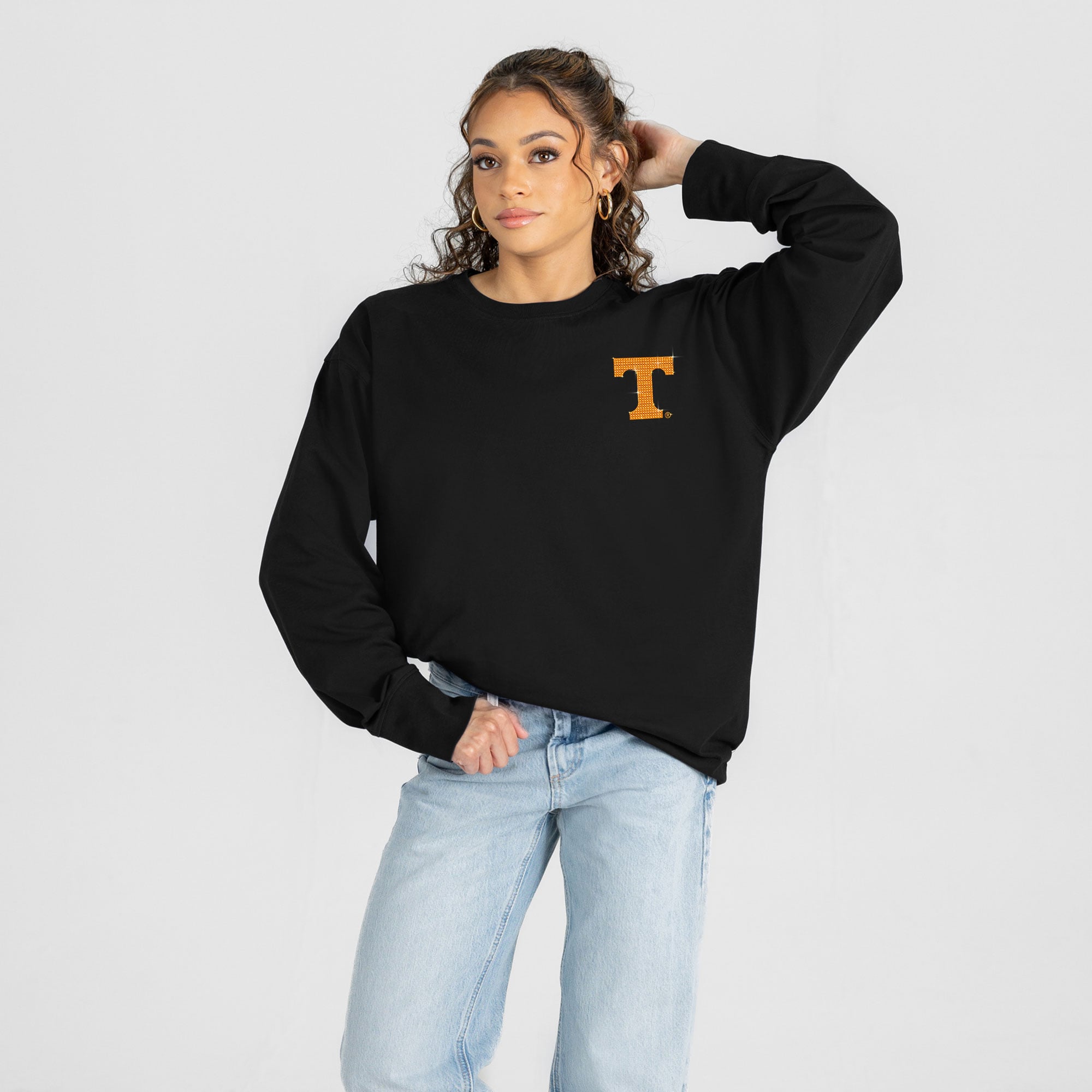 T-shirt à manches longues noir strass « Light It Up » des Tennessee Volunteers, collection Gameday Couture pour femmes
