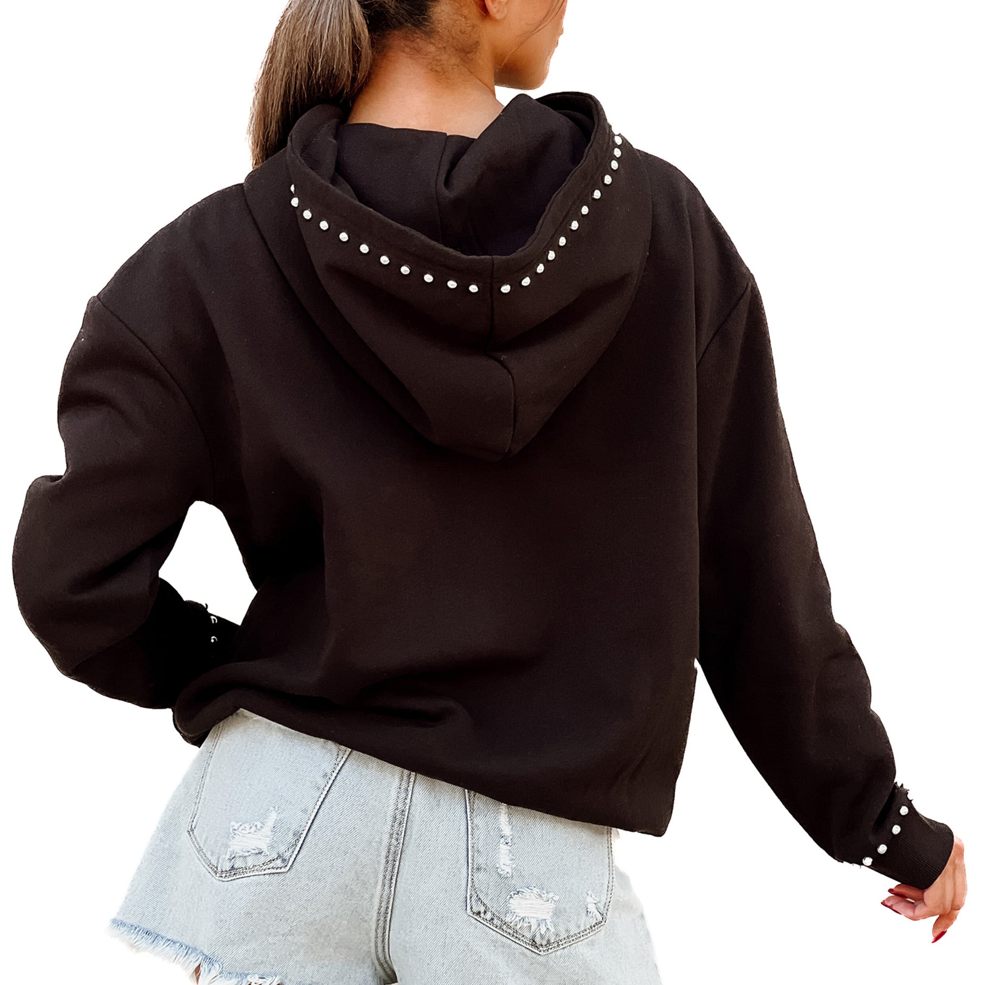 NVRFRGT STUDDED HOODED SWEATSHIRT サイズ2 nvrfrgt COTTON STUDDED 