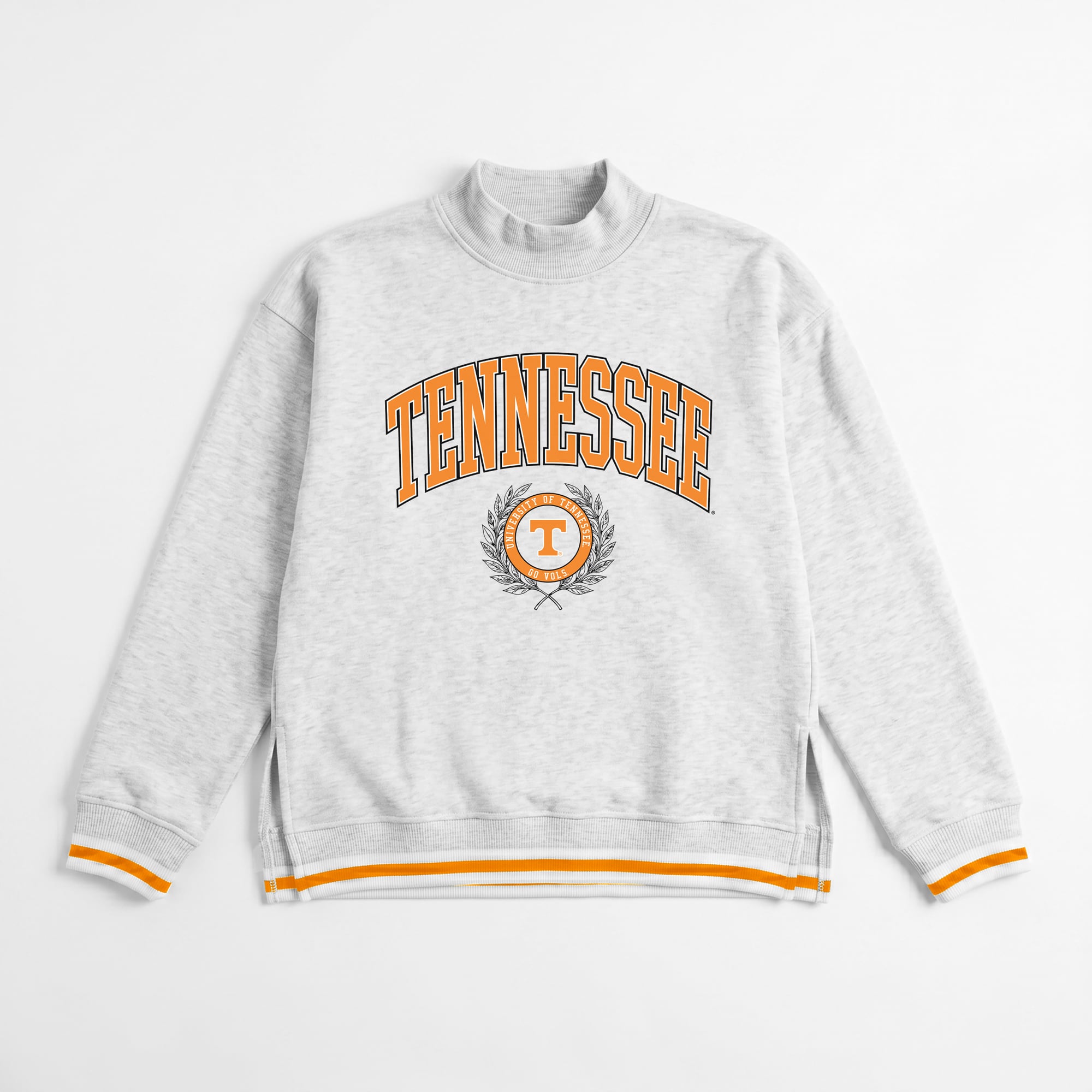 Sweat-shirt à col montant rayures contrastées « Rally Point » des Tennessee Volunteers, gris, pour femme, collection Gameday Couture