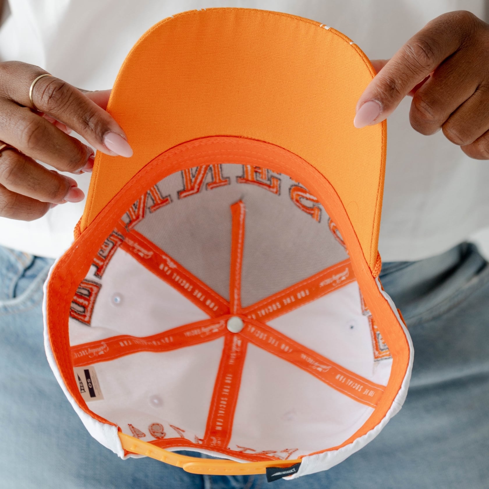 Women's Gameday Social White/Tennessee Orange Tennessee Volunteers Five-Panel Rope Away Adjustable Hat
