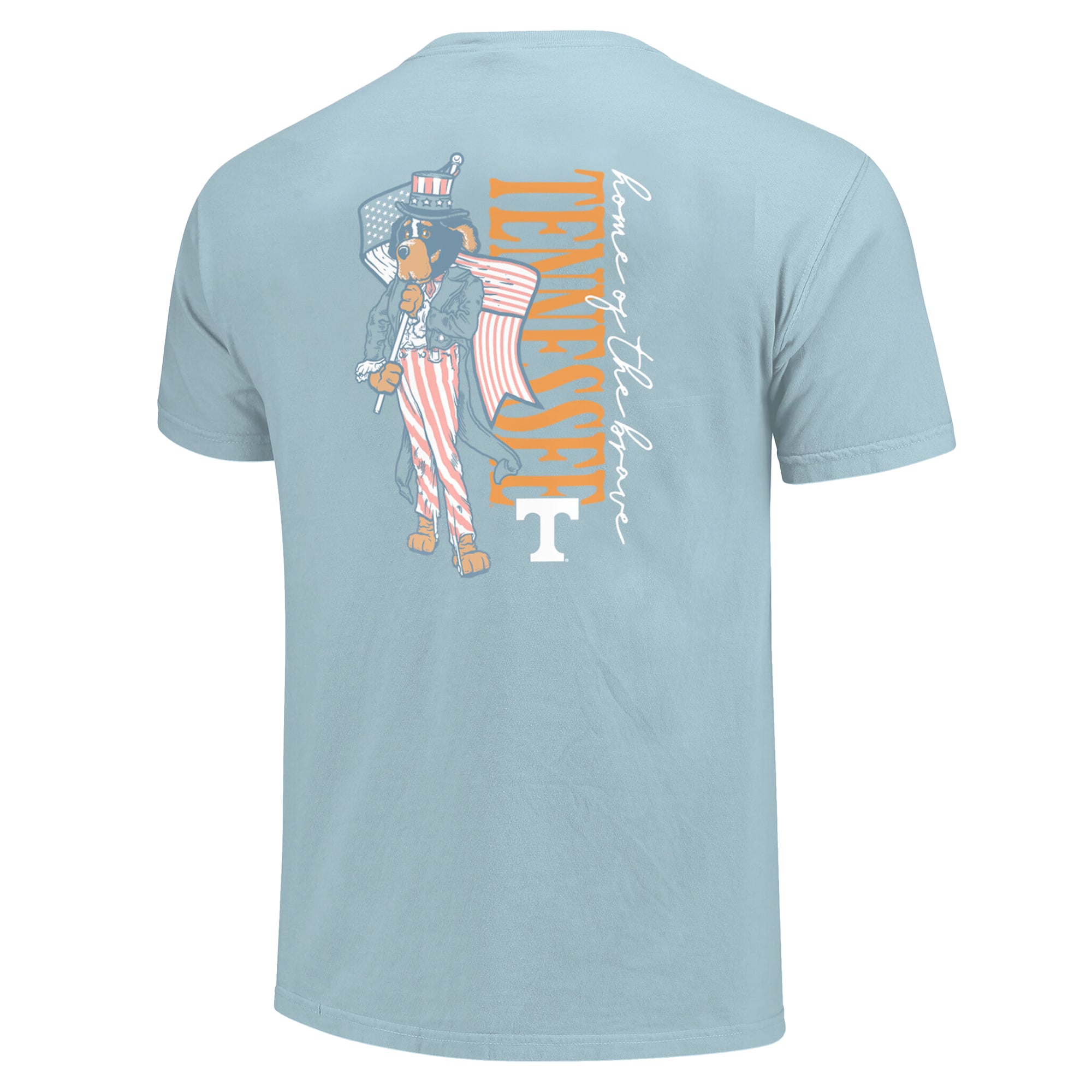 T-shirt bleu clair pour femmes Tennessee Volunteers, mascotte américaine, couleurs confortables