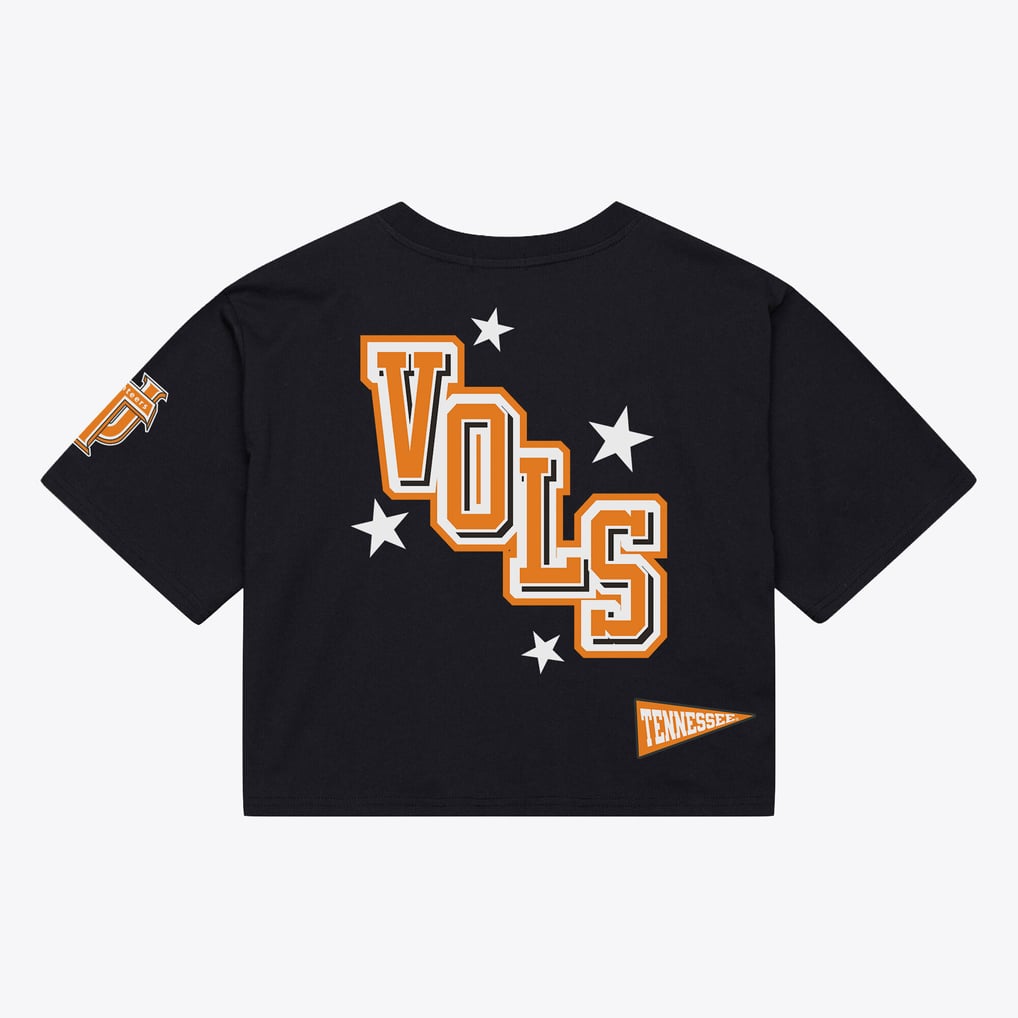 Women's Mitchell & Ness Black Tennessee Volunteers Pep Rally Cropped ...