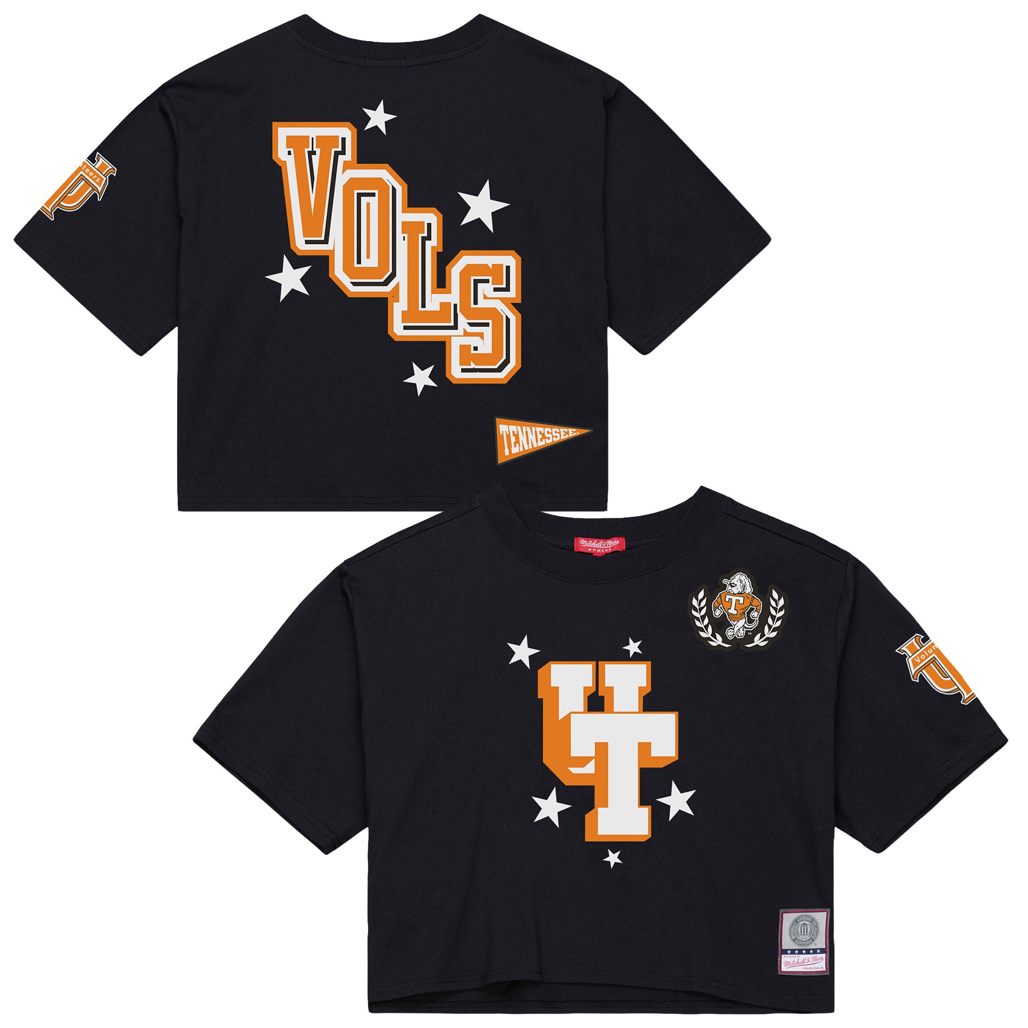 Women's Mitchell & Ness Black Tennessee Volunteers Pep Rally Cropped ...