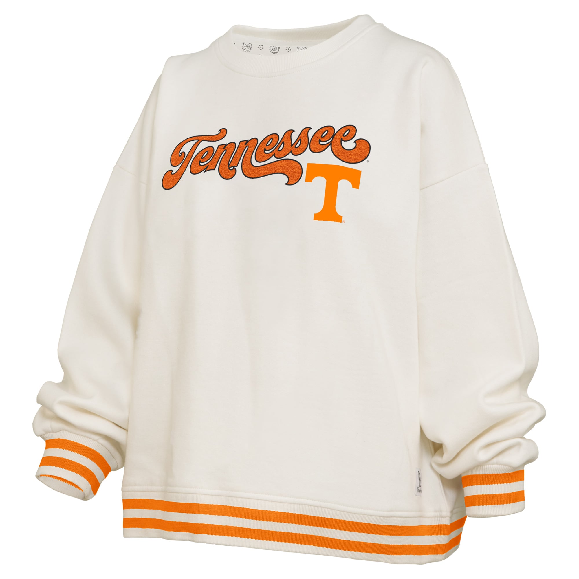 Sweat-shirt côtelé en chenille crème Pressbox Tennessee Volunteers Bonanza pour femme