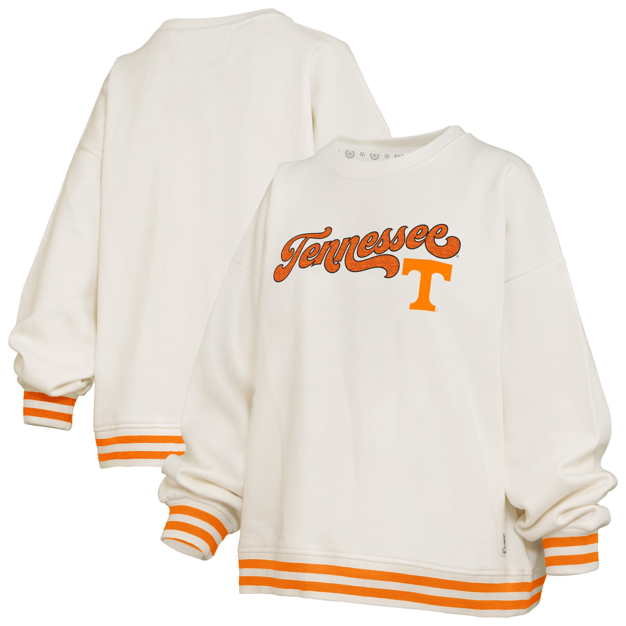 Sweat-shirt côtelé en chenille crème Pressbox Tennessee Volunteers Bonanza pour femme