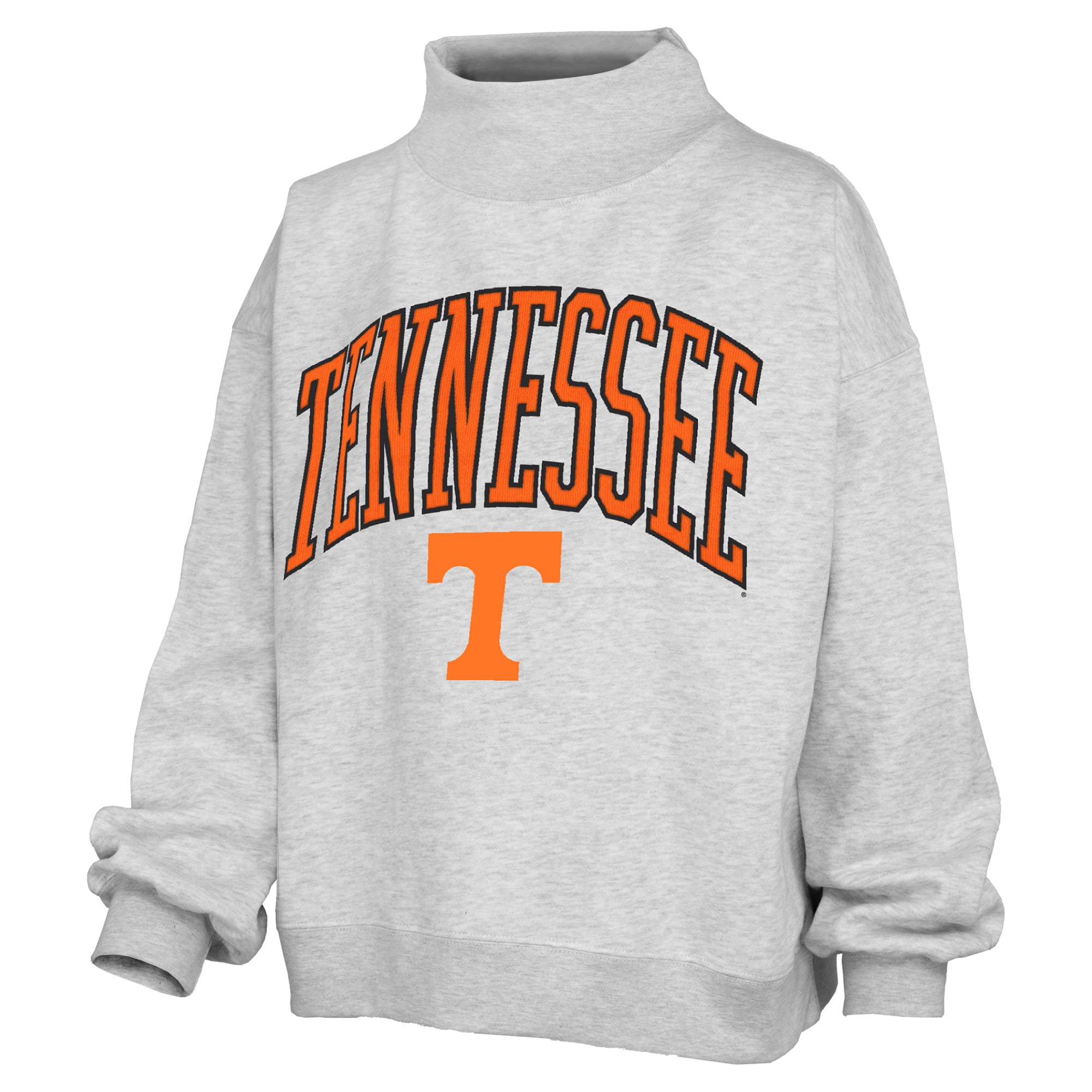 Women's Pressbox Gray Tennessee Volunteers Nelson Texture Lingo Mock Neck Fleece Sweatshirt