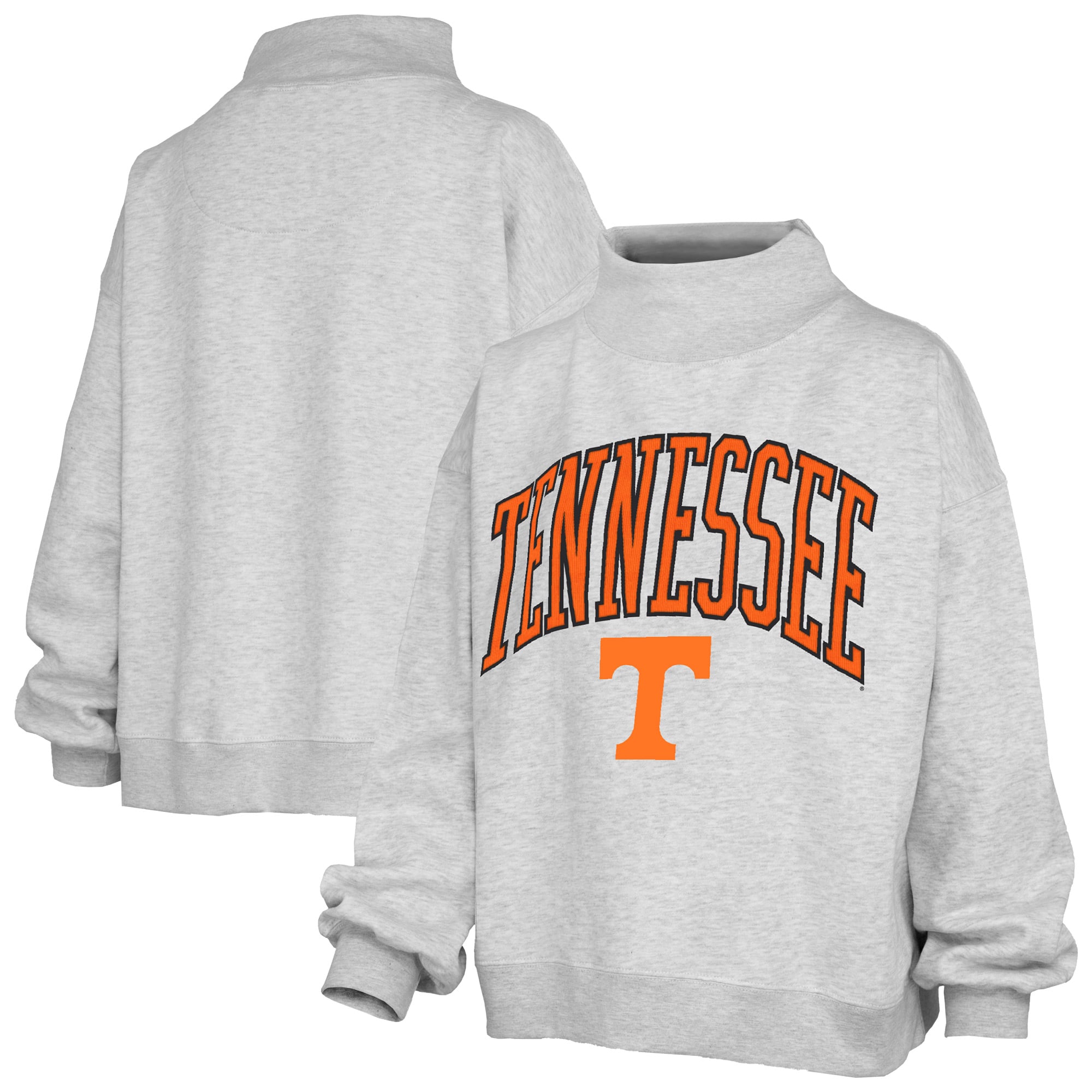Women's Pressbox Gray Tennessee Volunteers Nelson Texture Lingo Mock Neck Fleece Sweatshirt