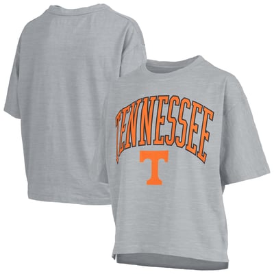 Tennessee Volunteers Pressbox Women's Oversized Nelson Arch Over Logo Slub T-Shirt - Gray