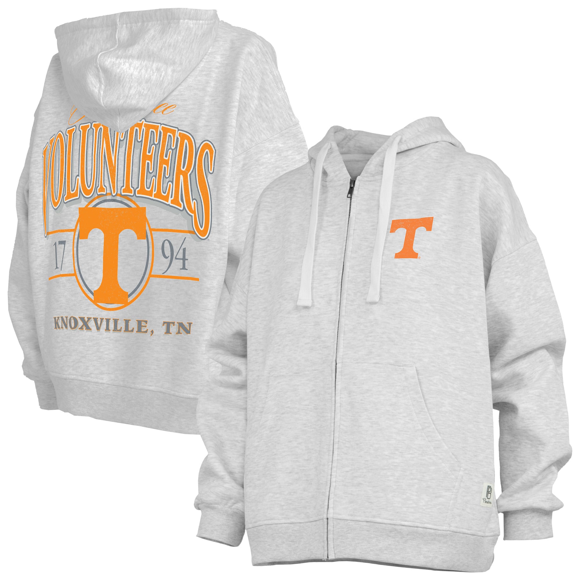 Sweat à capuche zippé Janise des Tennessee Volunteers, gris chiné, pour femmes (Pressbox).