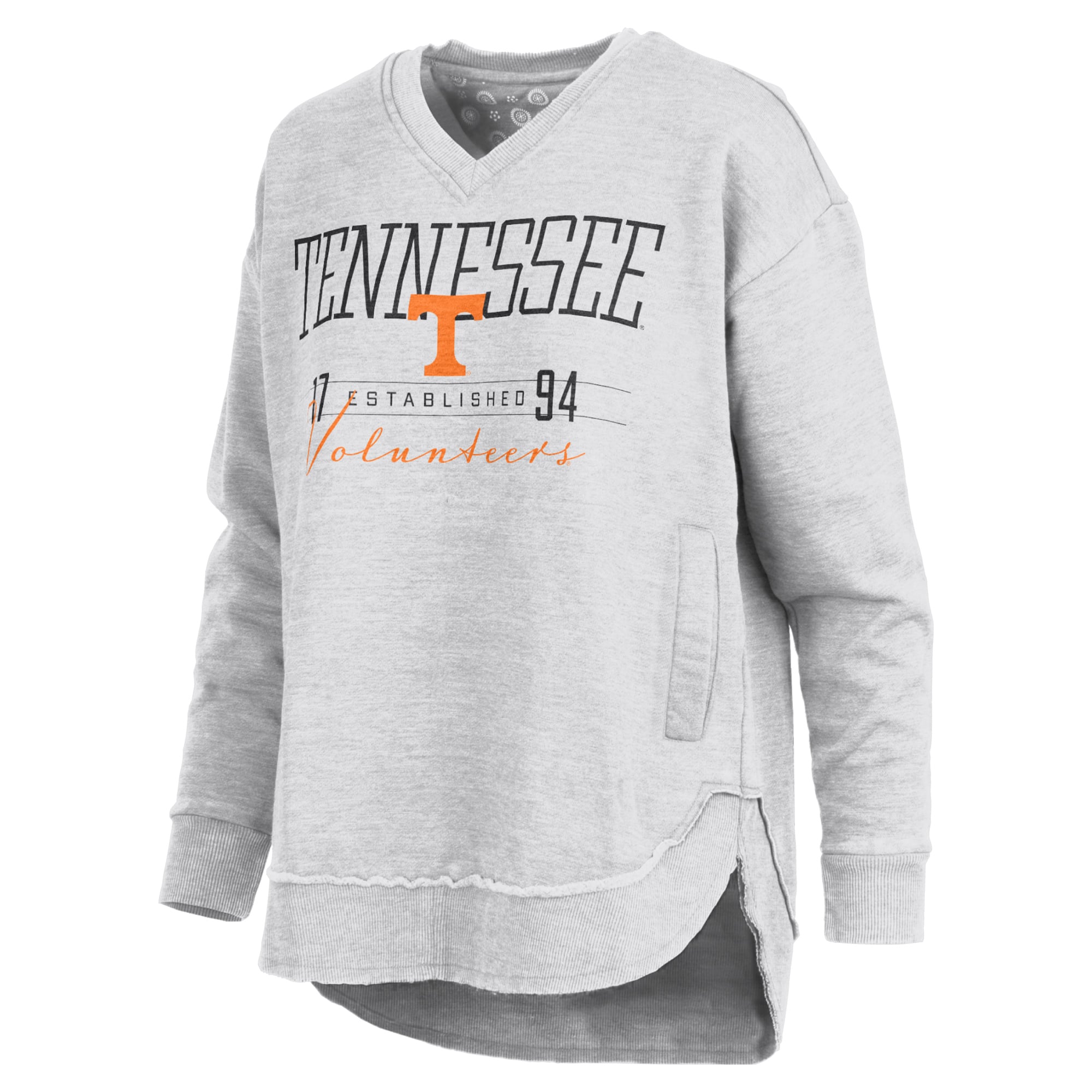 Women's Pressbox Heather Gray Tennessee Volunteers Marcus East Hall Poncho V-Neck Sweatshirt