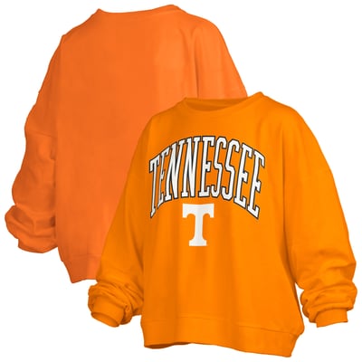Tennessee Volunteers Pressbox Women's Oversized Janise Arch Over Logo Fleece Sweatshirt - Tennessee Orange