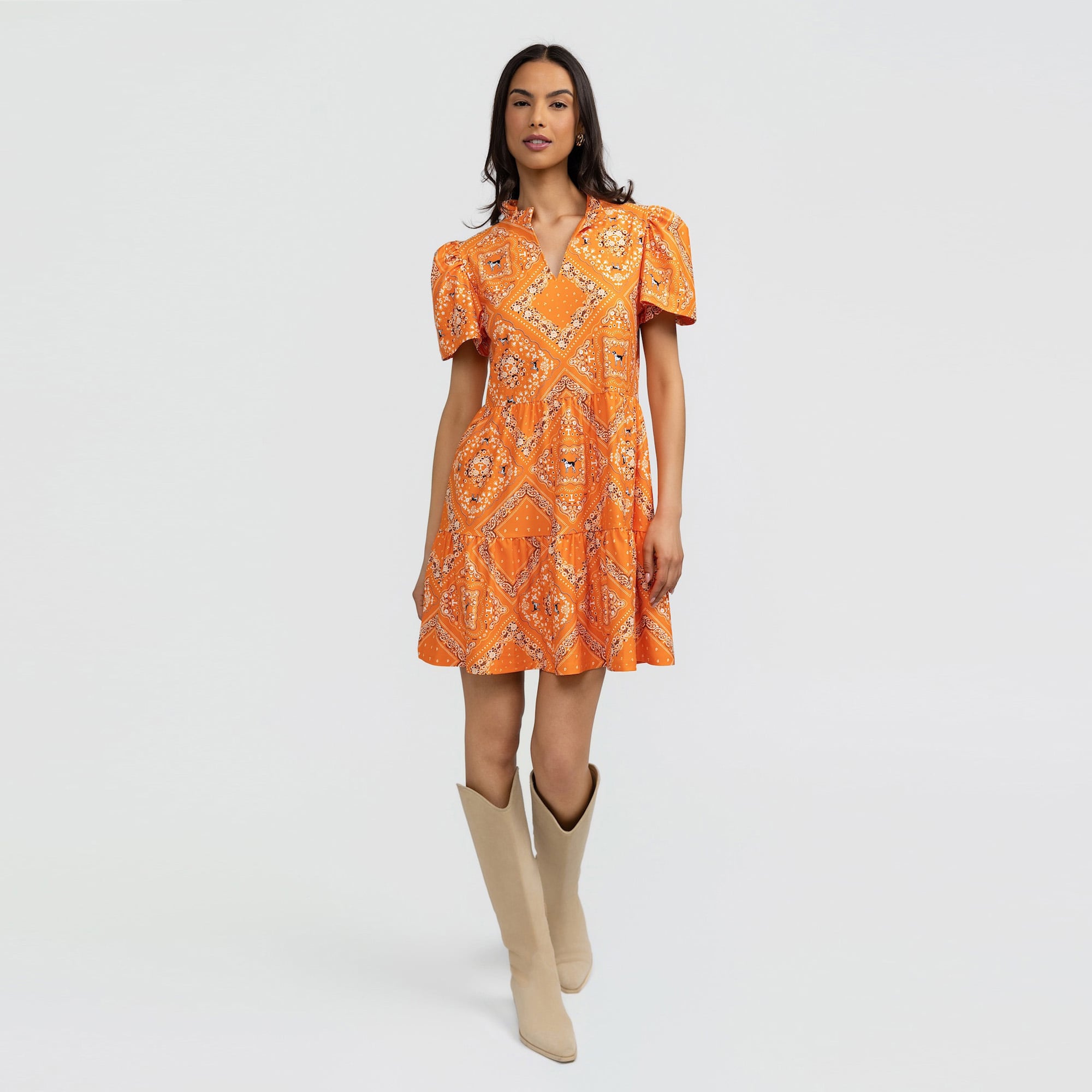 Women's Smith & Quinn Tennessee Orange Volunteers Bandana Print Tiered Dress