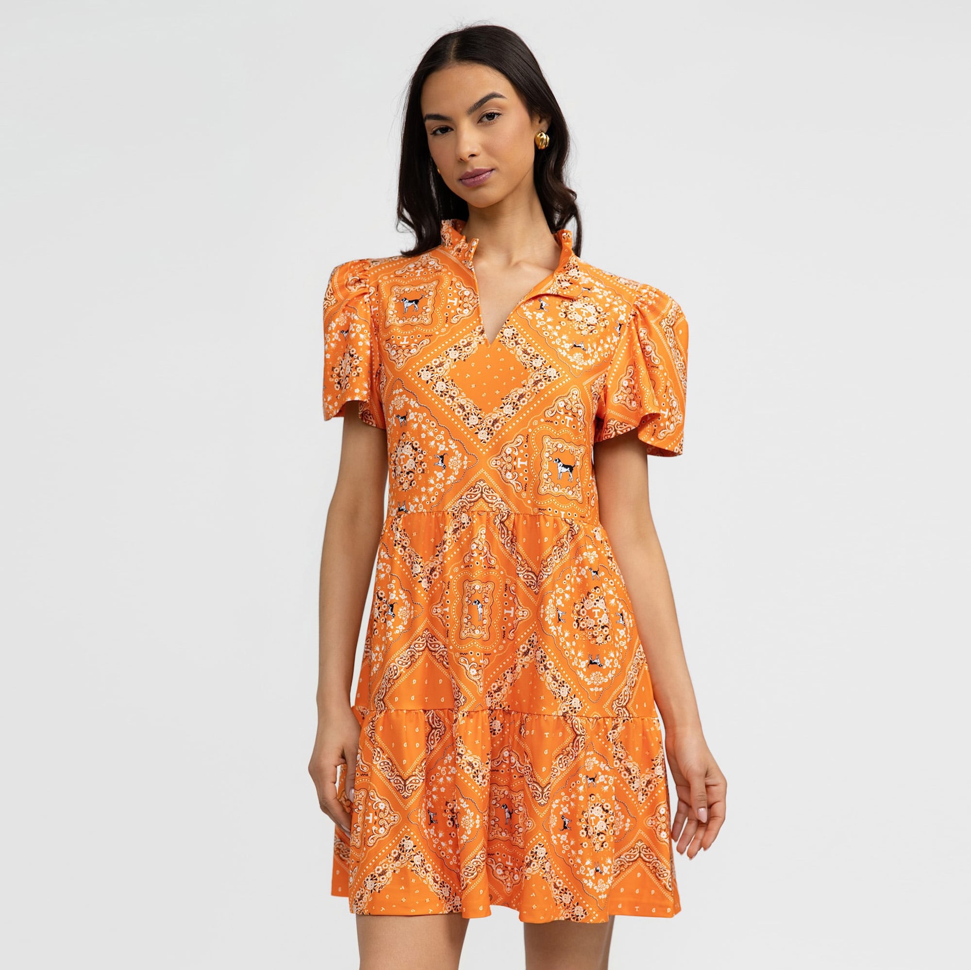 Women's Smith & Quinn Tennessee Orange Volunteers Bandana Print Tiered Dress