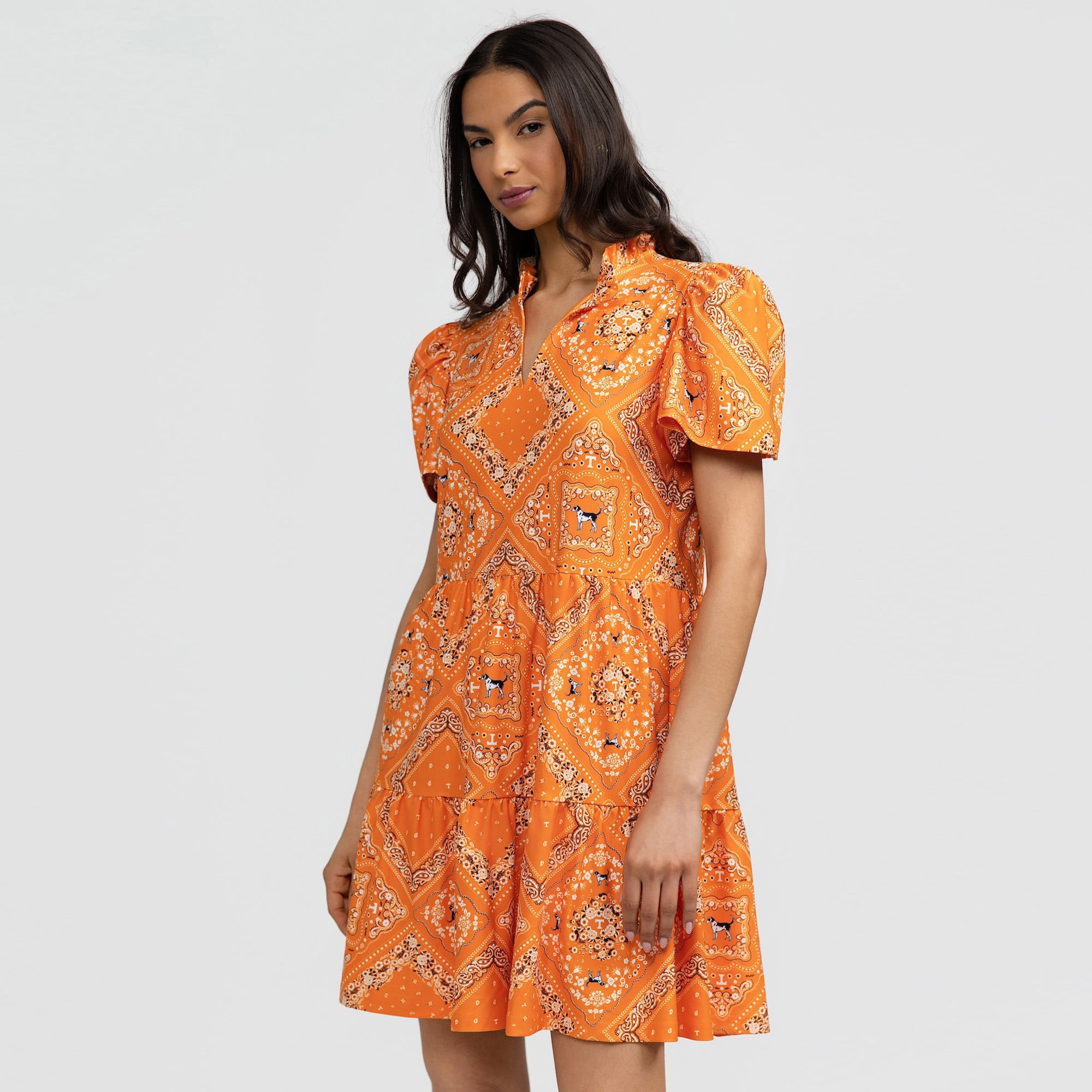Women's Smith & Quinn Tennessee Orange Volunteers Bandana Print Tiered Dress