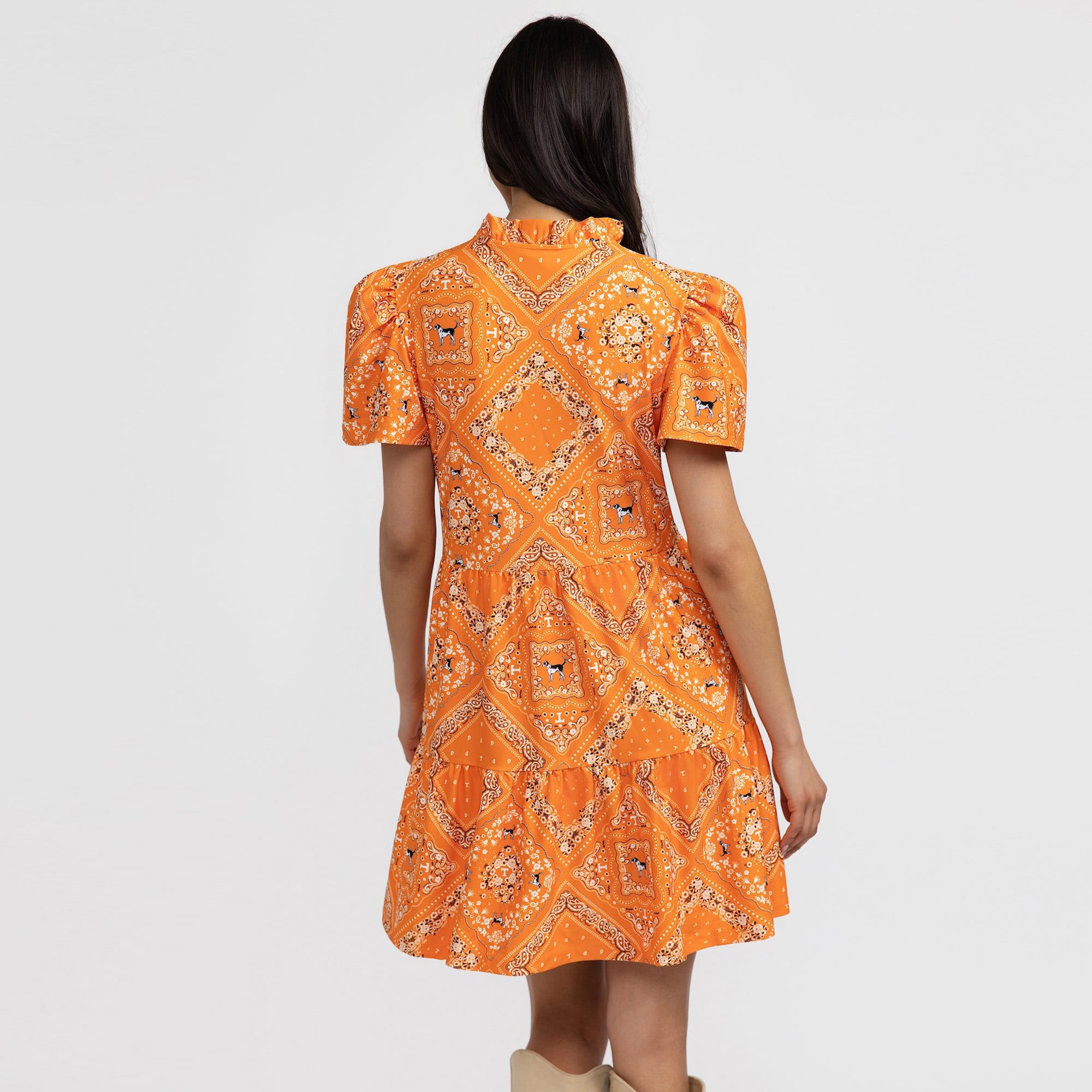 Women's Smith & Quinn Tennessee Orange Volunteers Bandana Print Tiered Dress