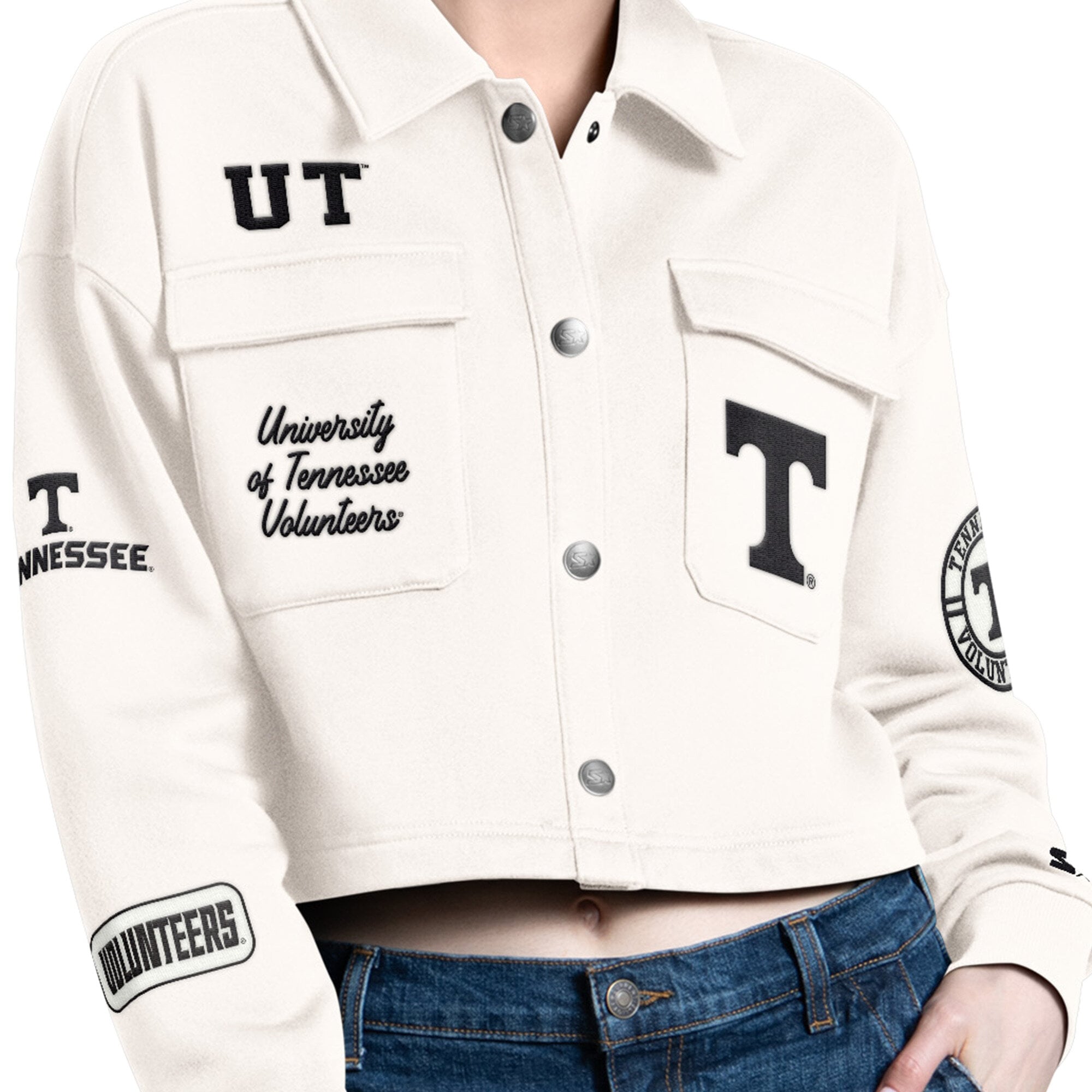 Crème de démarrage pour femmes Tennessee Volunteers Anchor Chemise courte à boutons-pression