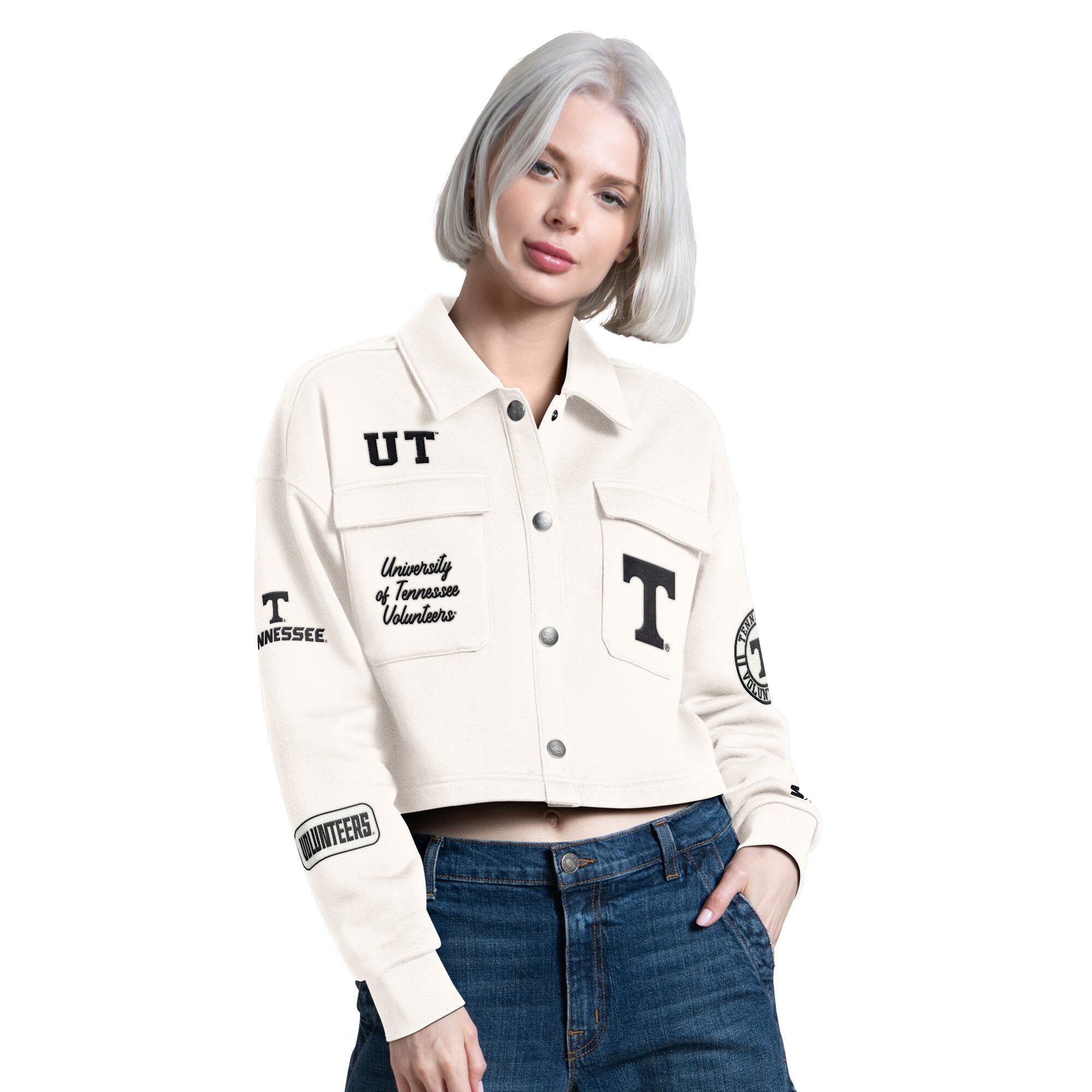 Crème de démarrage pour femmes Tennessee Volunteers Anchor Chemise courte à boutons-pression