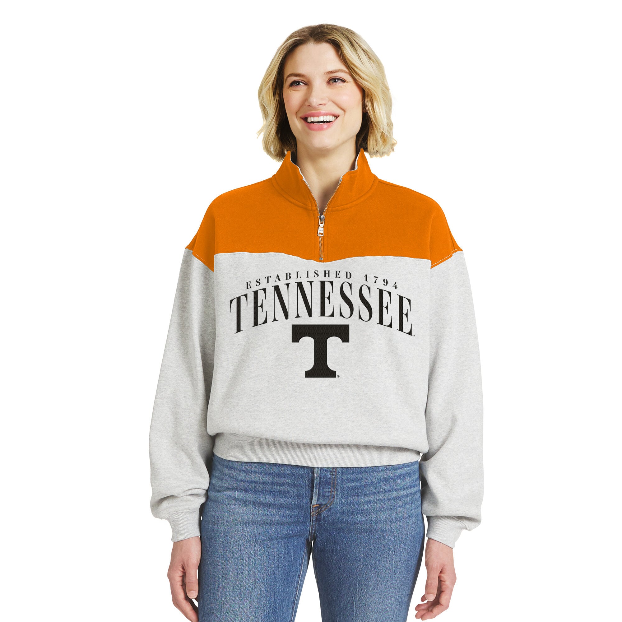 Pull à demi-zip colorblock Tennessee Volunteers de la marque WEAR by Erin Andrews pour femmes