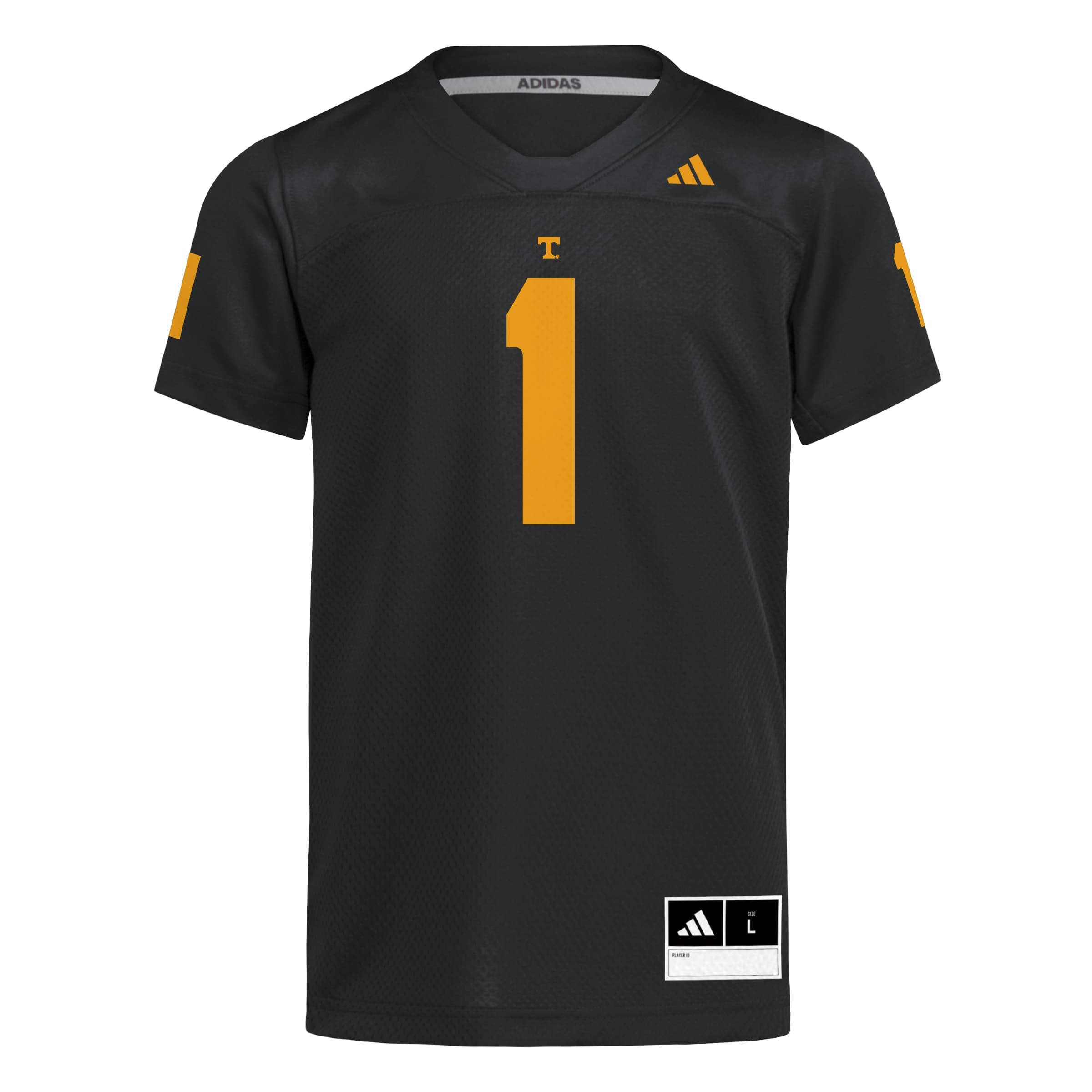 Maillot de football réplique adidas n° 1 noir Tennessee Volunteers pour jeunes