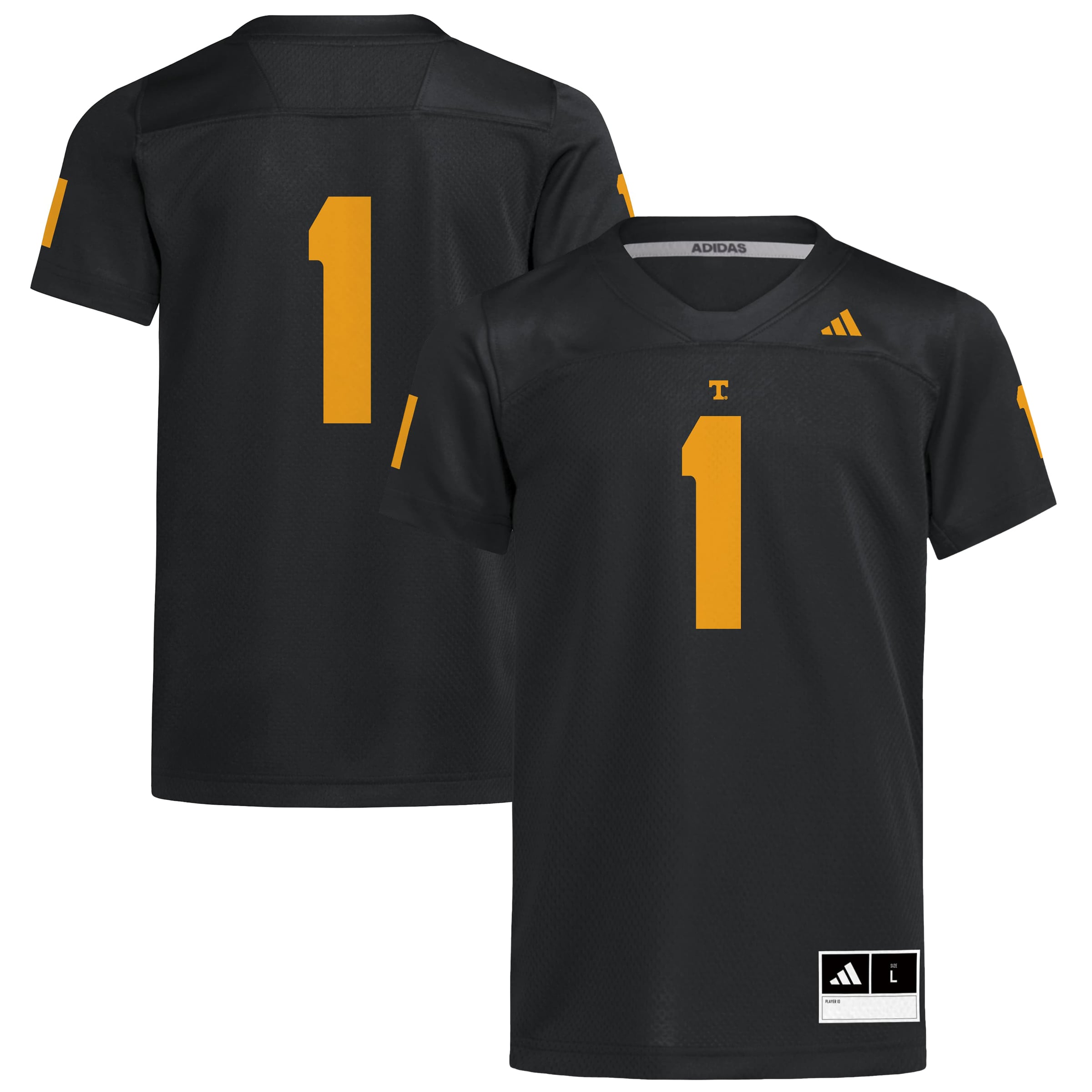 Maillot de football réplique adidas n° 1 noir Tennessee Volunteers pour jeunes