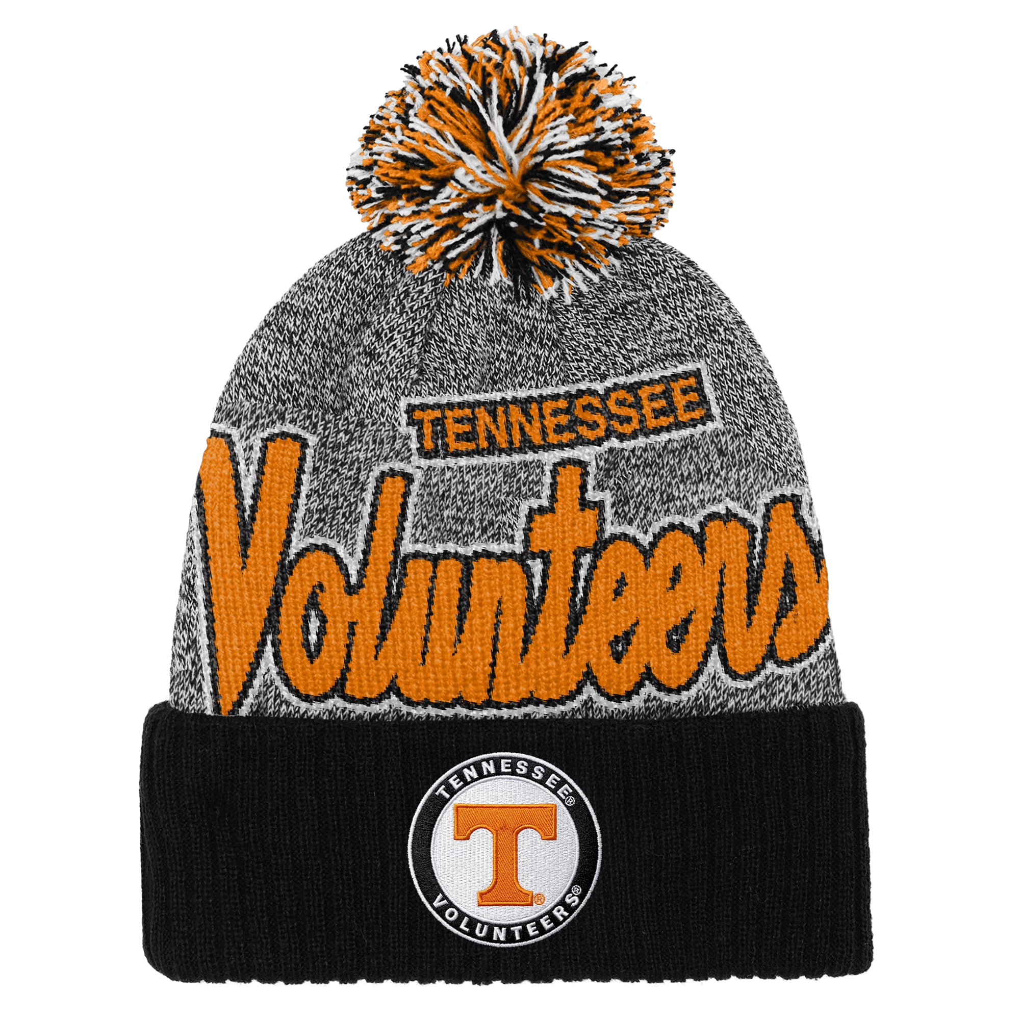 Youth Mitchell & Ness Black Tennessee Volunteers Mascot Cuffed Knit Hat with Pom