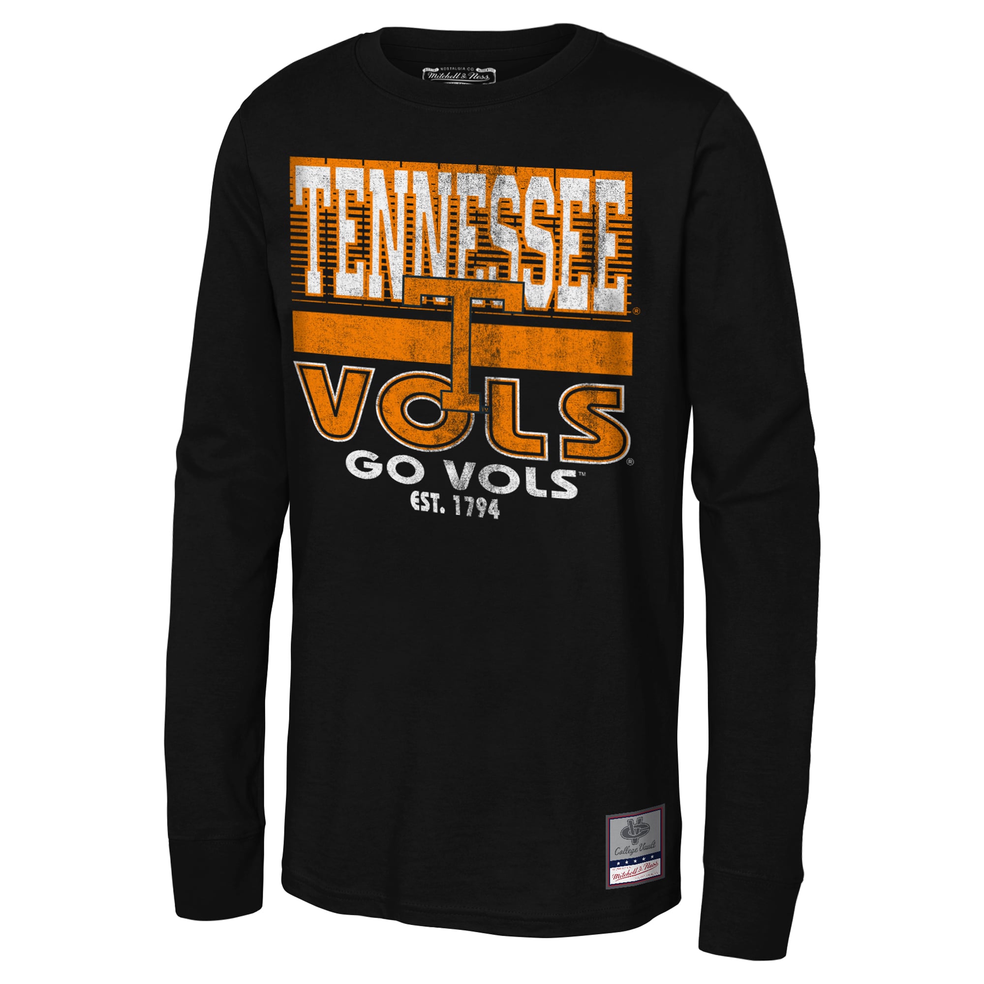 T-shirt à manches longues rétro Mitchell & Ness Black Tennessee Volunteers pour jeunes