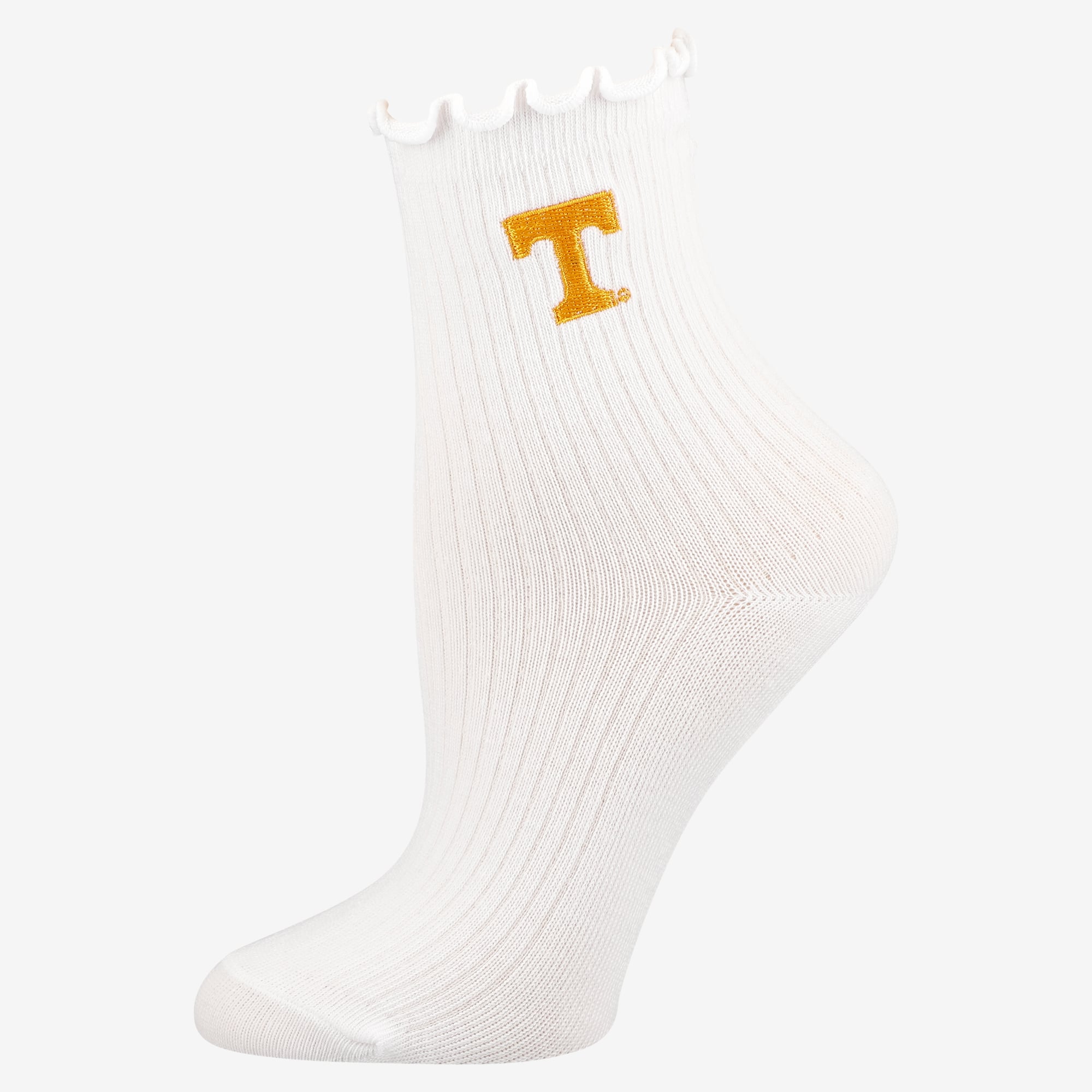 Chaussettes de compression Youth PRO blanches à ourlet ondulé avec logo Tennessee Volunteers