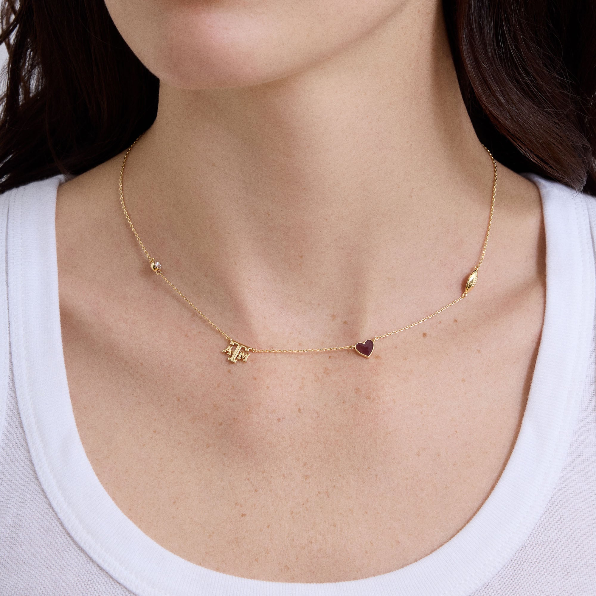 Collier à breloques espacées délicates BaubleBar Texas A&M Aggies