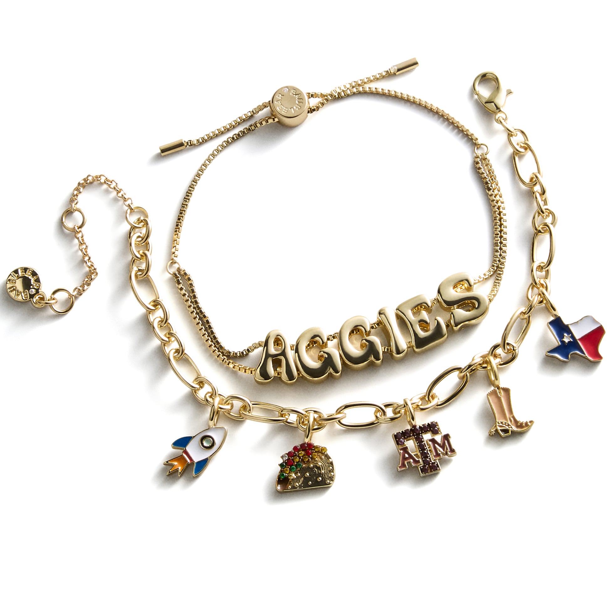 Ensemble de deux bracelets délicats à breloques et slogan BaubleBar Texas A&M Aggies
